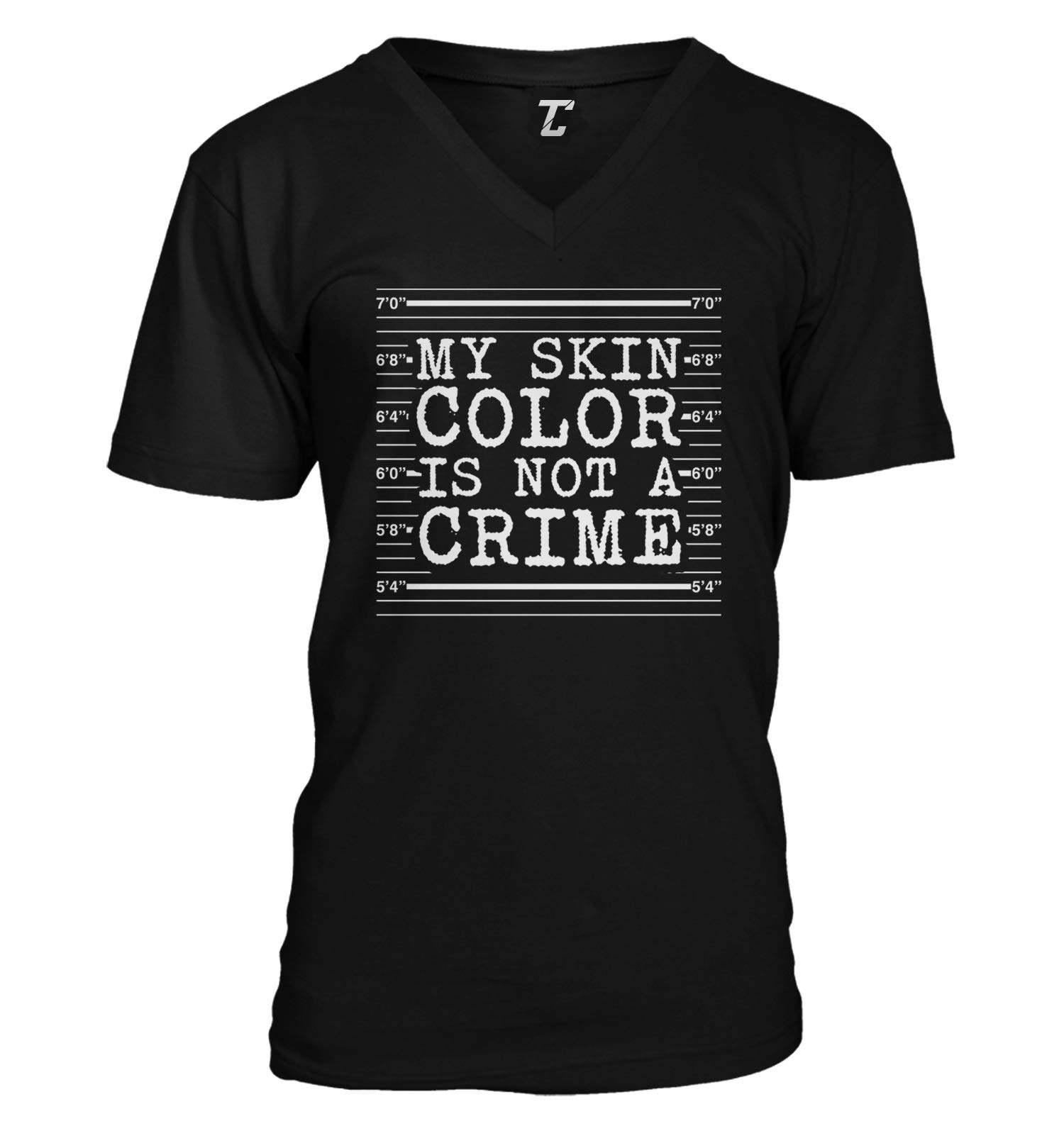 Black Lives Matter Unisex V-Neck T-Shirt - 'My Skin Color is Not A Crime' Slogan - Protest, Awareness & Casual Wear