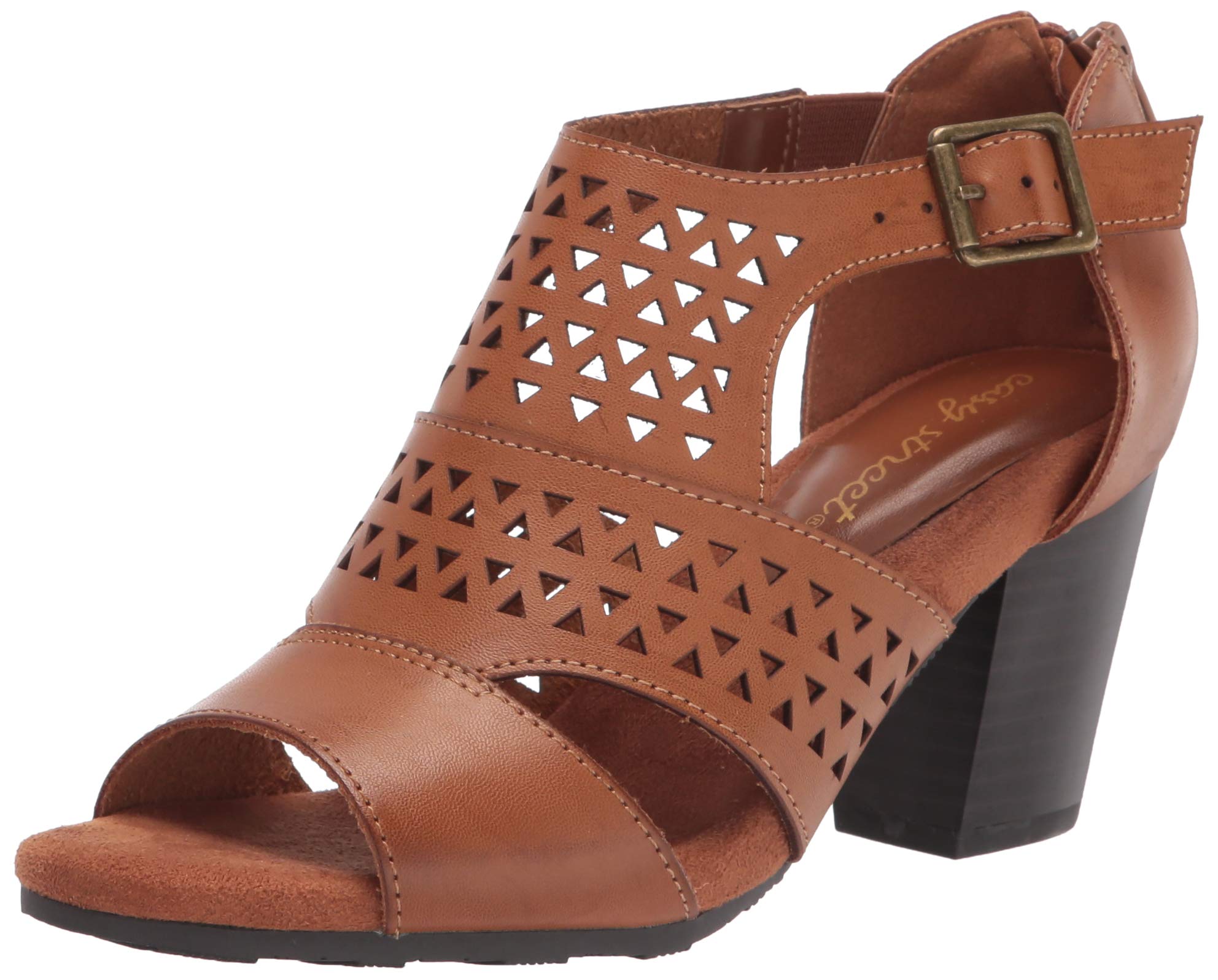 Easy Street Women's Block Heel Sandal - Comfortable Luggage Heels for Travel & Work - Size 9 US - Perfect for Office, Vacation & Summer Outfits