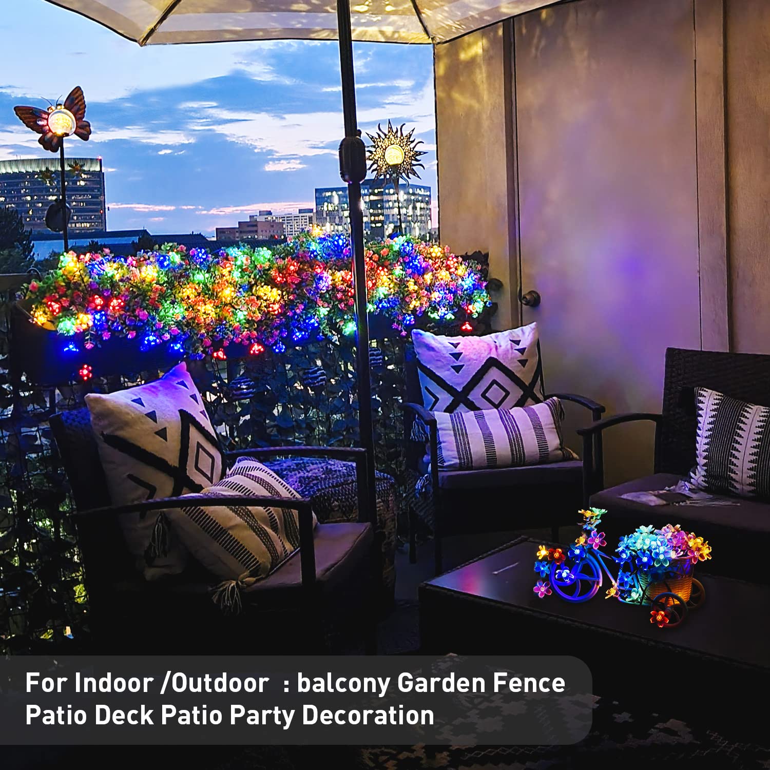 JMEXSUSS 2 Pack 30.6FT Solar String Lights Outdoor Waterproof - 50 LED Solar Powered Cherry Blossom Lights with 8 Lighting Modes for Garden, Yard, Patio, Tree & Christmas Decoration | Perfect for Weddings, Parties & Outdoor Events