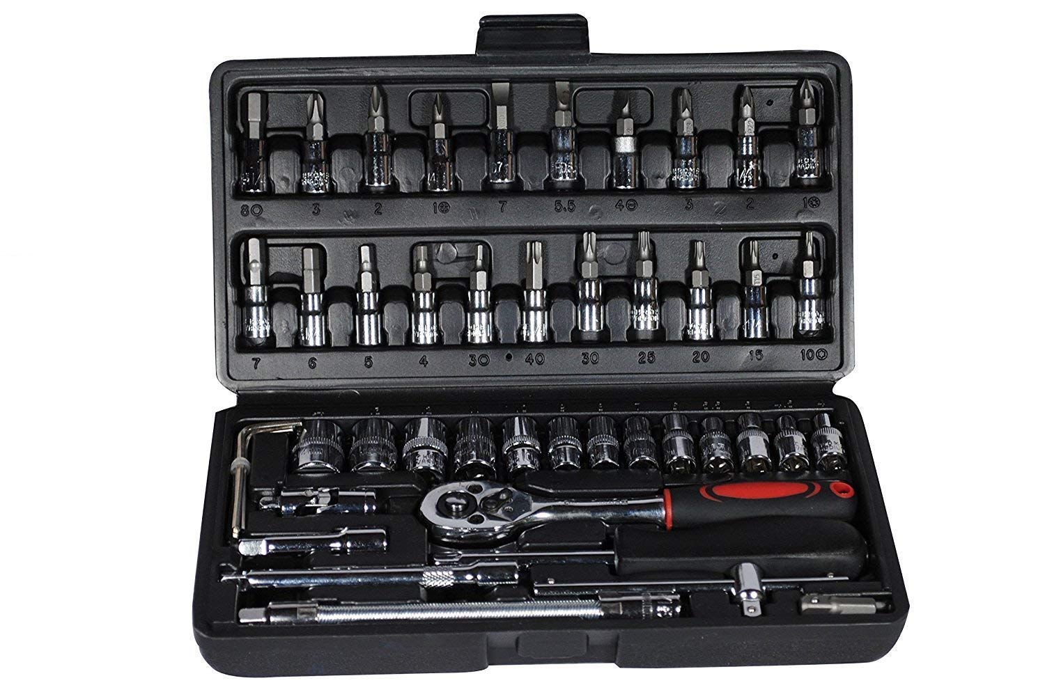 46-in-1 Multi-Purpose Tool Kit with Screwdriver & Socket Set - Professional Hand Tool Wrench Kit for Bike, Car & Home Repairs - Durable Combination Tool Case (Multi-Color) | Perfect for DIY Projects, Automotive Maintenance & Household Fixes