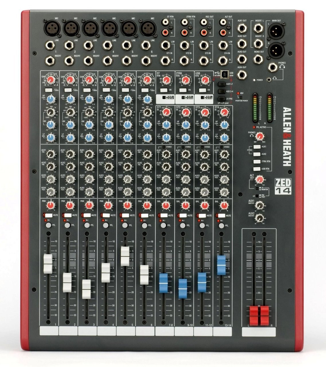Allen & Heath ZED 14 14-Channel USB Audio Mixer - Professional Studio & Live Sound Mixing for Music Production, Podcasting & DJ Performances