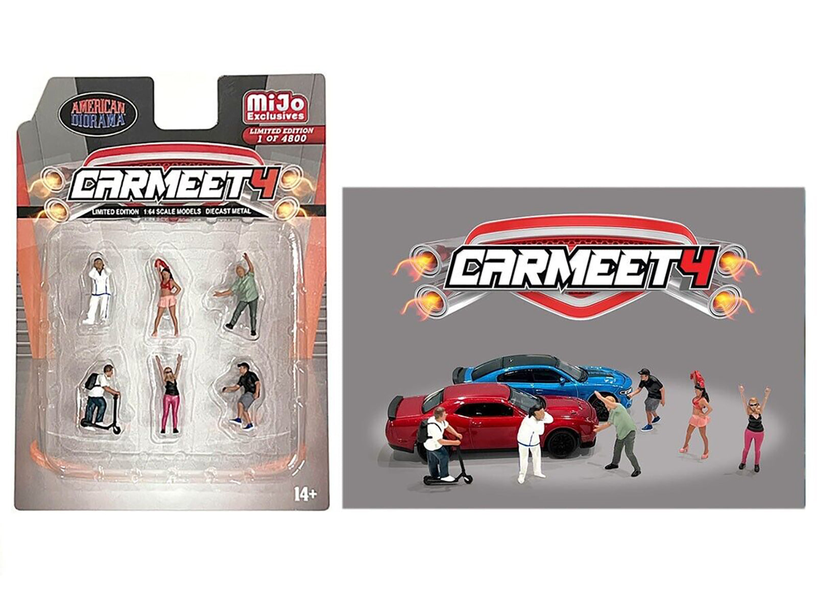 1/64 Scale Diecast Car Meet Figure Set - 6 Piece Miniature Model Car Enthusiast Collectibles by American Diorama | Perfect for Diorama Displays, Car Shows & Model Train Scenes