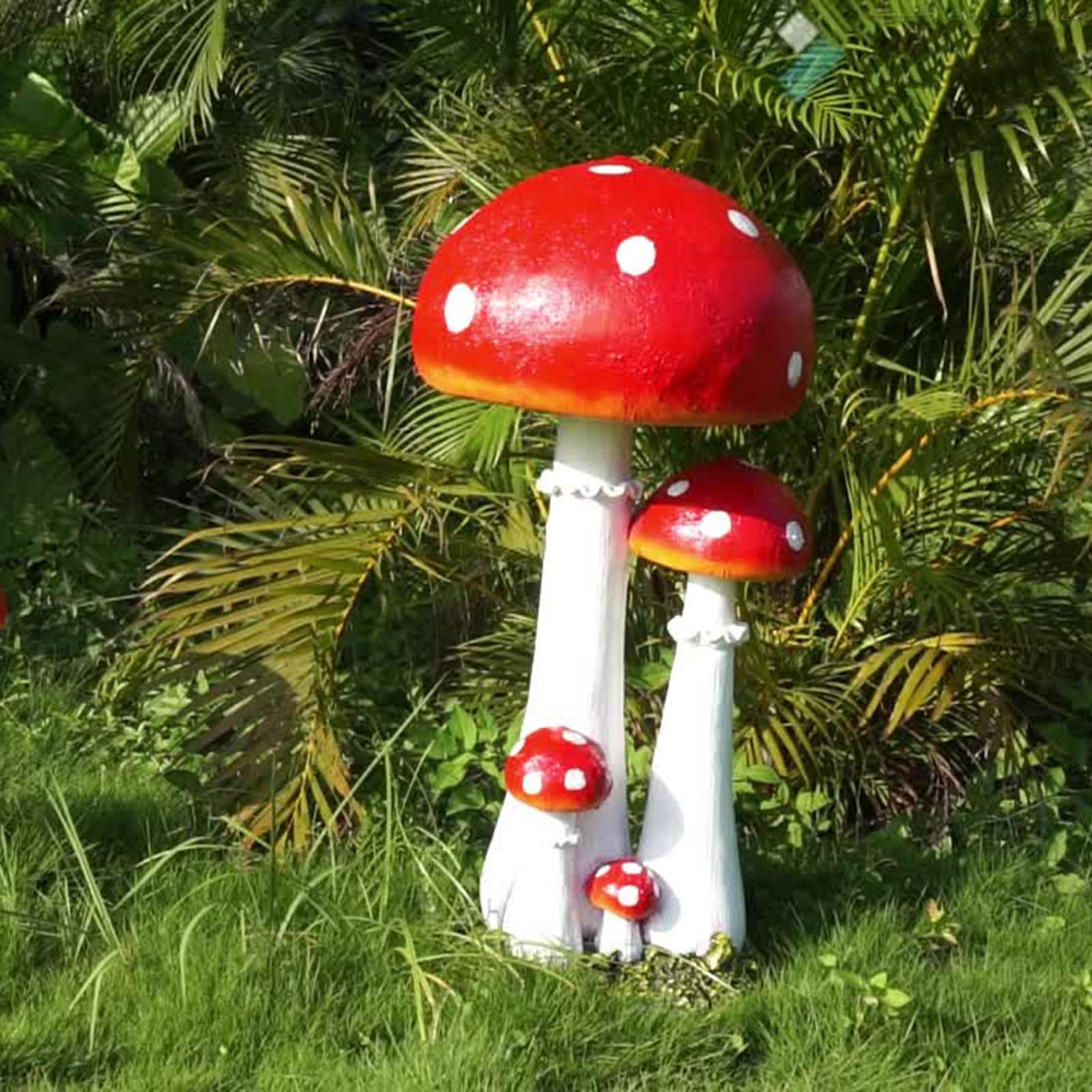 POCHY Garden Mushroom Figurines - Cute Resin Mushroom Sculptures for Micro Landscape, Flower Pot & Yard Decor - Perfect for Fairy Gardens, Terrariums, and Outdoor Lawn Ornaments