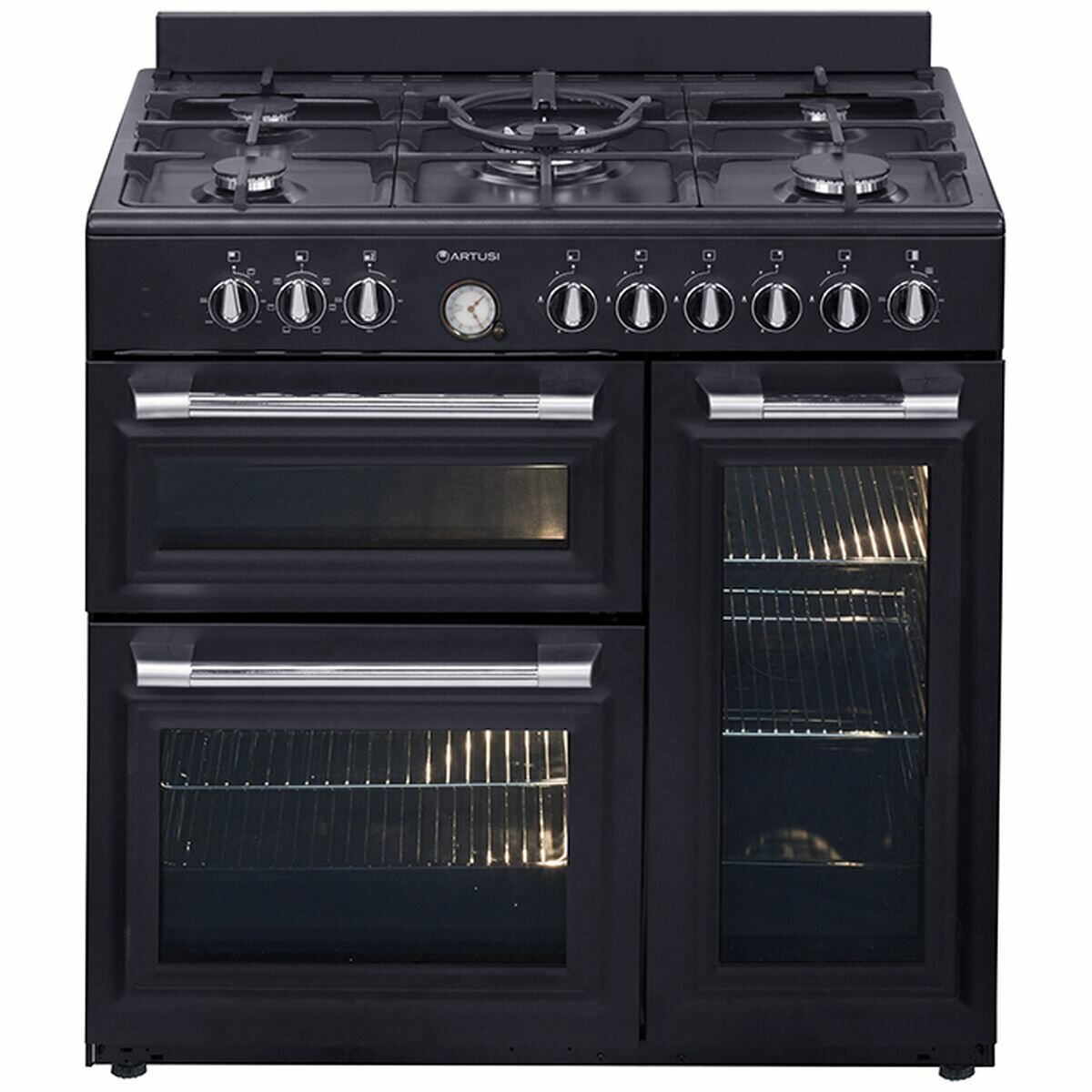 Artusi 90cm Dual Fuel Freestanding Oven/Stove AFGR935B - Professional Gas & Electric Range for Home Cooking, Baking & Roasting | Perfect for Kitchens, Restaurants & Culinary Enthusiasts