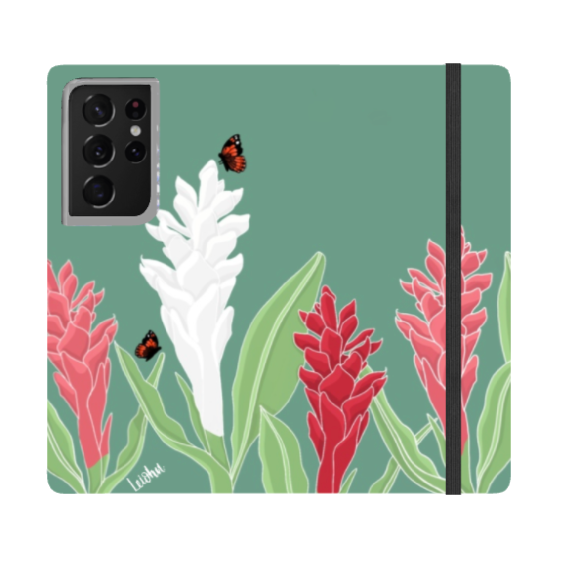 Premium Awapuhi Flower Design Wallet Case for Samsung Galaxy - Slim Protective Phone Cover with Card Slots for Daily Use & Travel