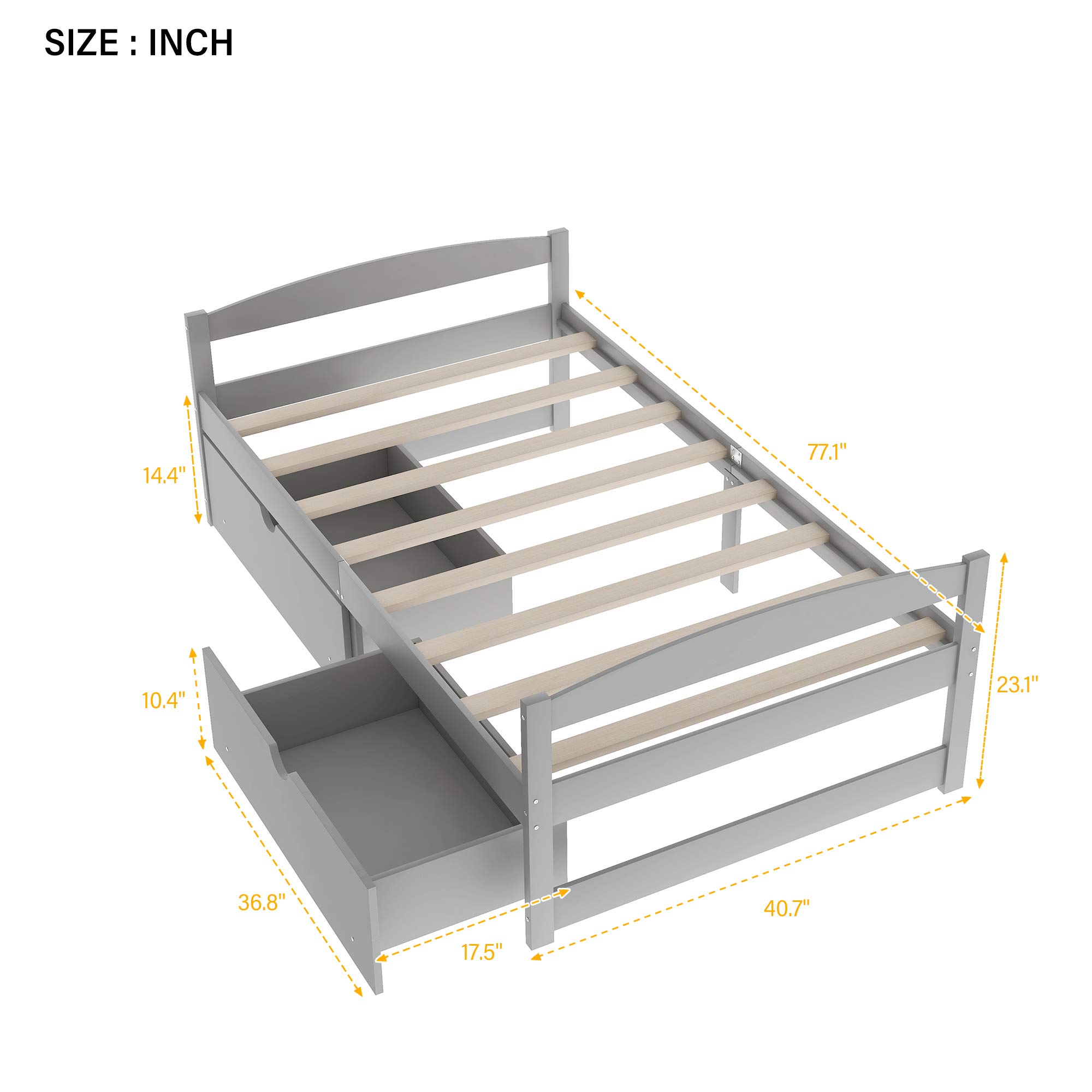 Merax Classic Solid Wood Twin Size Daybed with Storage Drawers - Grey Platform Bed for Living Room, Bedroom & Guest Room - Perfect for Small Spaces, Sleepovers & Extra Seating
