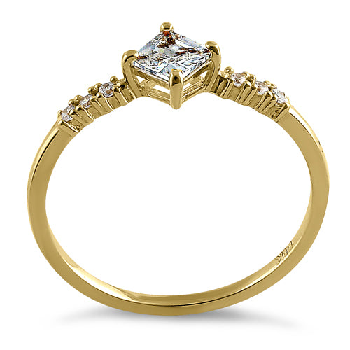 14K Yellow Gold Princess Cut Cubic Zirconia Ring for Women – Elegant & Durable CZ Engagement, Wedding, or Promise Ring for Everyday Wear
