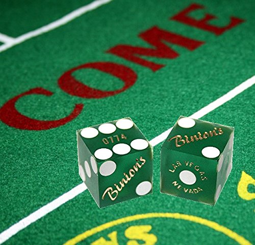 19mm Professional Craps Dice Set with Matching Serial Numbers - Authentic Las Vegas Casino Quality, Binion's Green Frosted - Perfect for Casino Games, Board Games, and Collectors