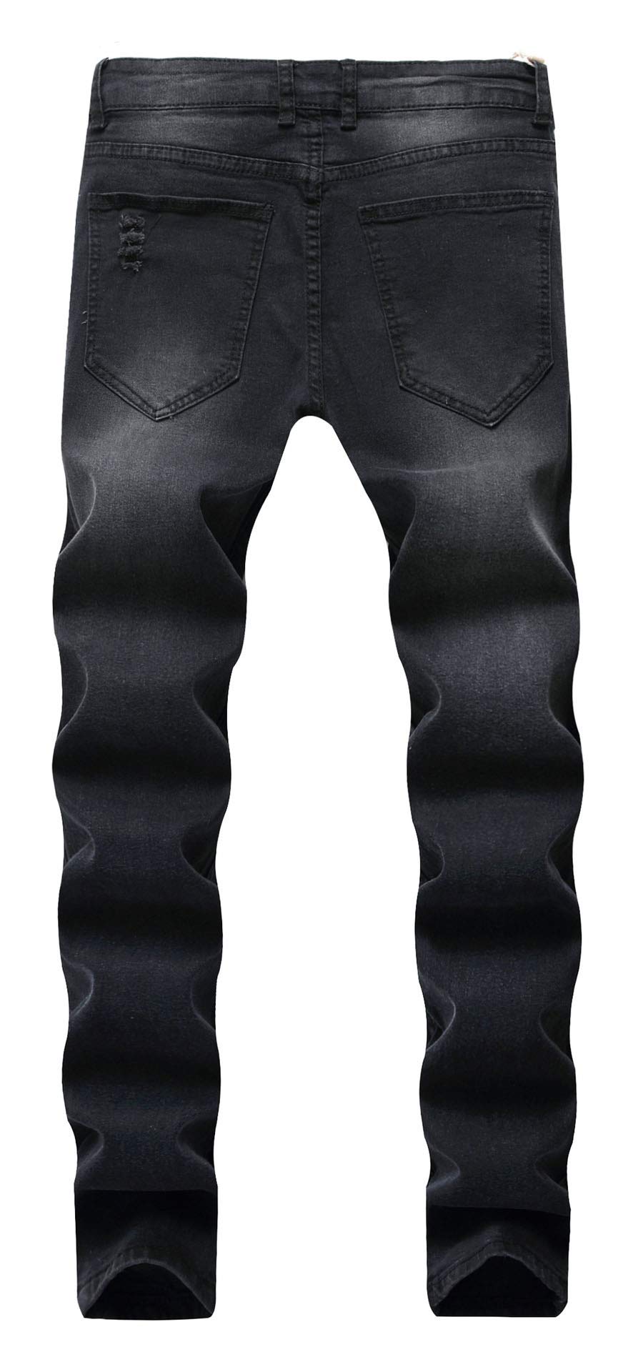 Qazel Vorrlon Men's Slim Fit Black Stretch Ripped Skinny Jeans - Distressed Denim Pants for Casual Wear & Night Out | Comfortable & Stylish