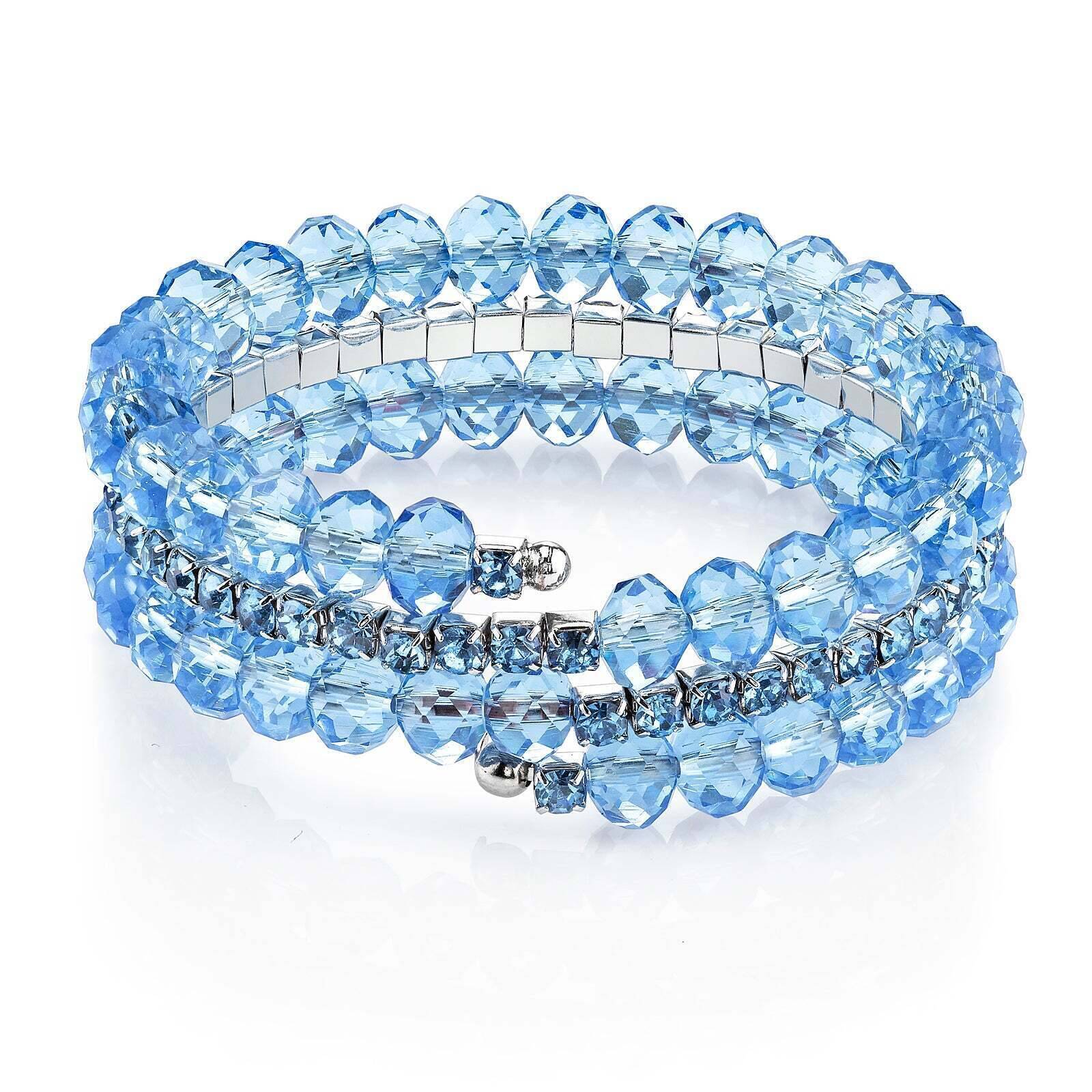 1928 Jewelry Lux Cut Beaded Glass Crystal Coil Bracelet for Women - Vintage Style Beaded Stretch Bracelet - Perfect for Parties, Weddings & Special Occasions
