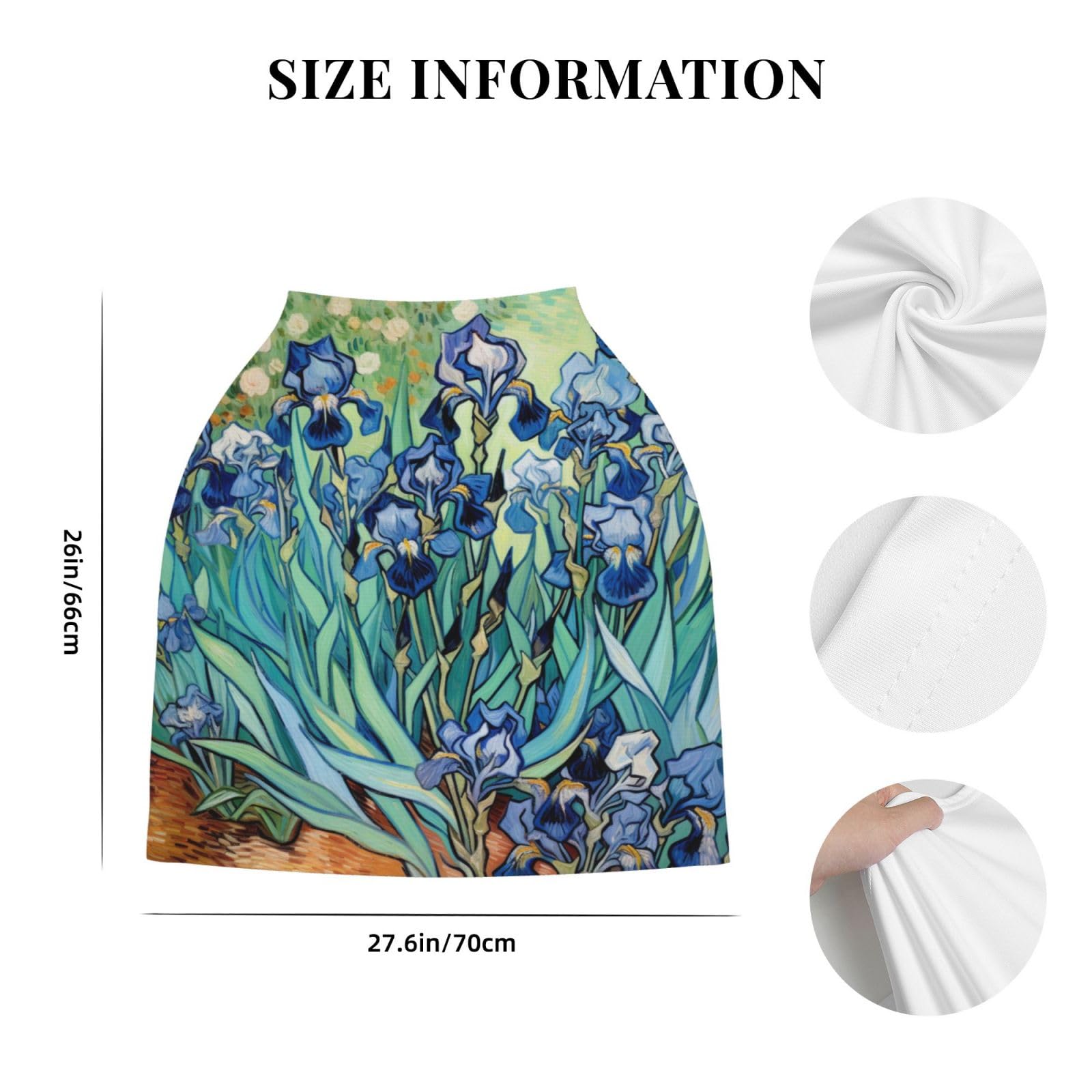 Retro Oil Painting Irises Baby Car Seat Cover - Breathable Stroller Canopy for Boys & Girls, Stretchy Nursing Cover for Moms | Perfect for Travel, Shopping & Breastfeeding in Public