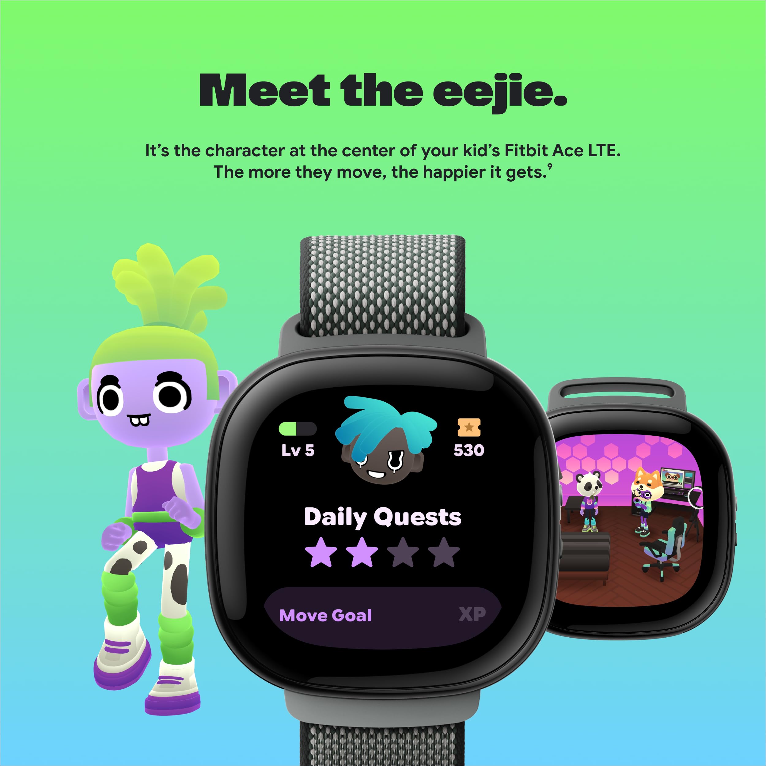 Fitbit Google Ace LTE Kids Smartwatch with Calling, Messaging, GPS Tracking & Activity Games - Mild (Strange Arcade) | Perfect for Active Kids & Parental Monitoring | School, Playdates & Outdoor Adventures