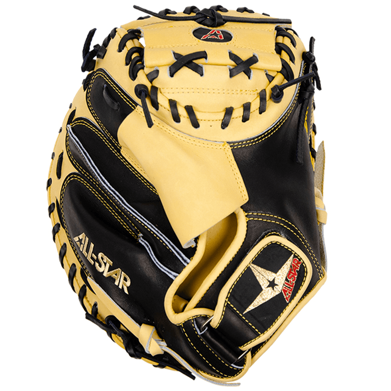 All Star Pro Elite 35 Black/Tan Baseball Catcher's Mitt - Premium Leather Glove for Youth & Adult Players - Perfect for Training, Games & Competitive Play