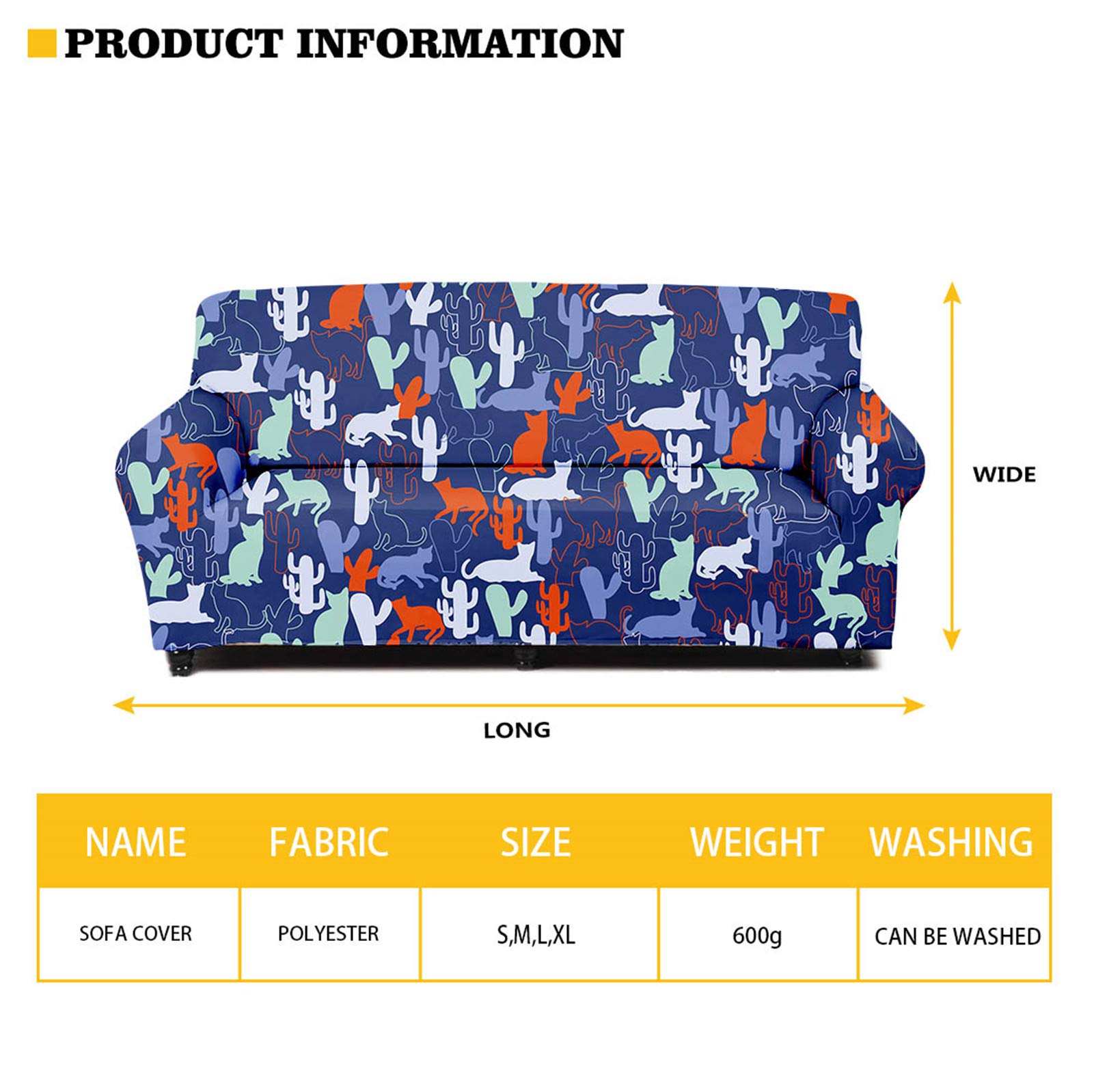 FUSURIRE Stretch Sofa Cover for 3-Cushion Couches - Camouflage Grey Washable Elastic Slipcover - Furniture Protector for Living Room Decor | Perfect for Pets, Kids & Everyday Use