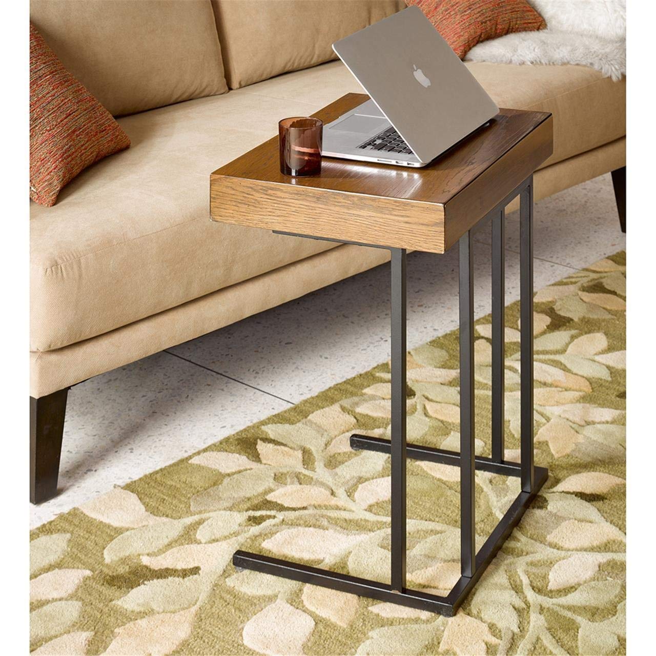 Madison Park Wynn Modern Wood & Metal Laptop Stand with Drawer - Accent Side Table for Home Office, Bedroom & Living Room - Perfect for Snacks, Books & Small Spaces
