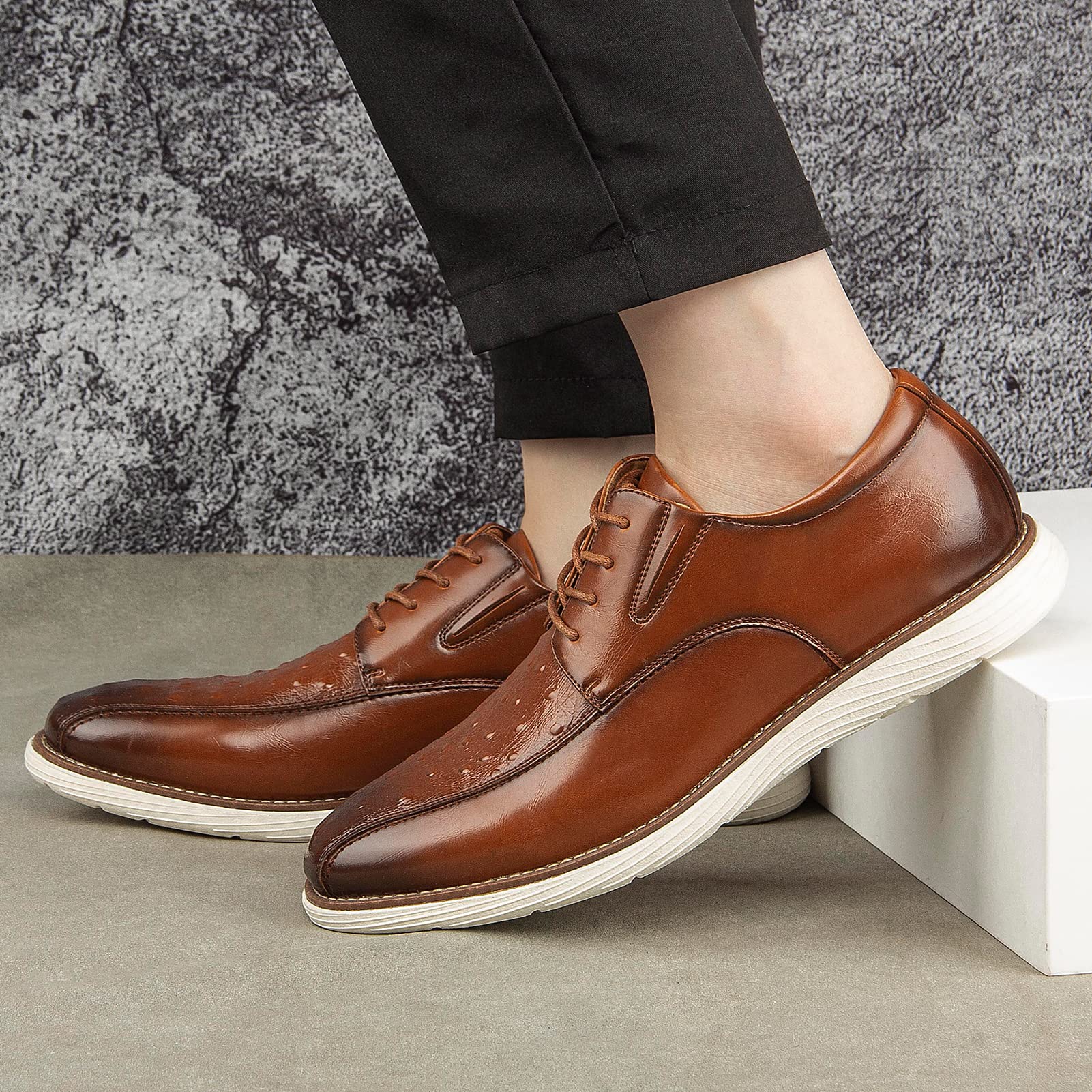 Meijiana Men's Oxford Dress Shoes - Lightweight Lace-Up Formal Shoes for Business & Wedding - Comfortable Office & Evening Wear