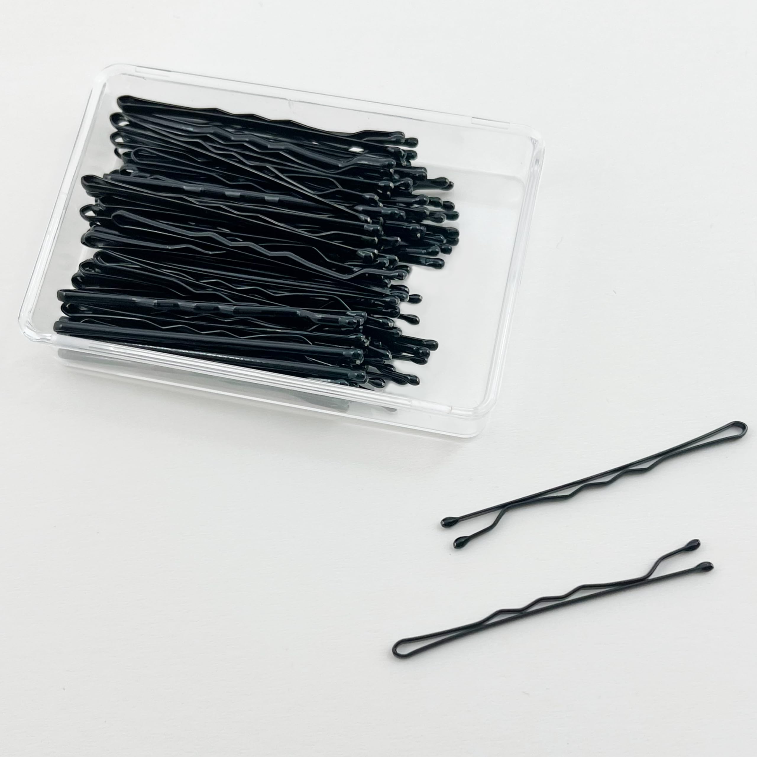 Amazon Basics Bobby Pins - 72 Count Black Hair Pins for Women, Secure Hairstyles for Work, Gym & Everyday Use