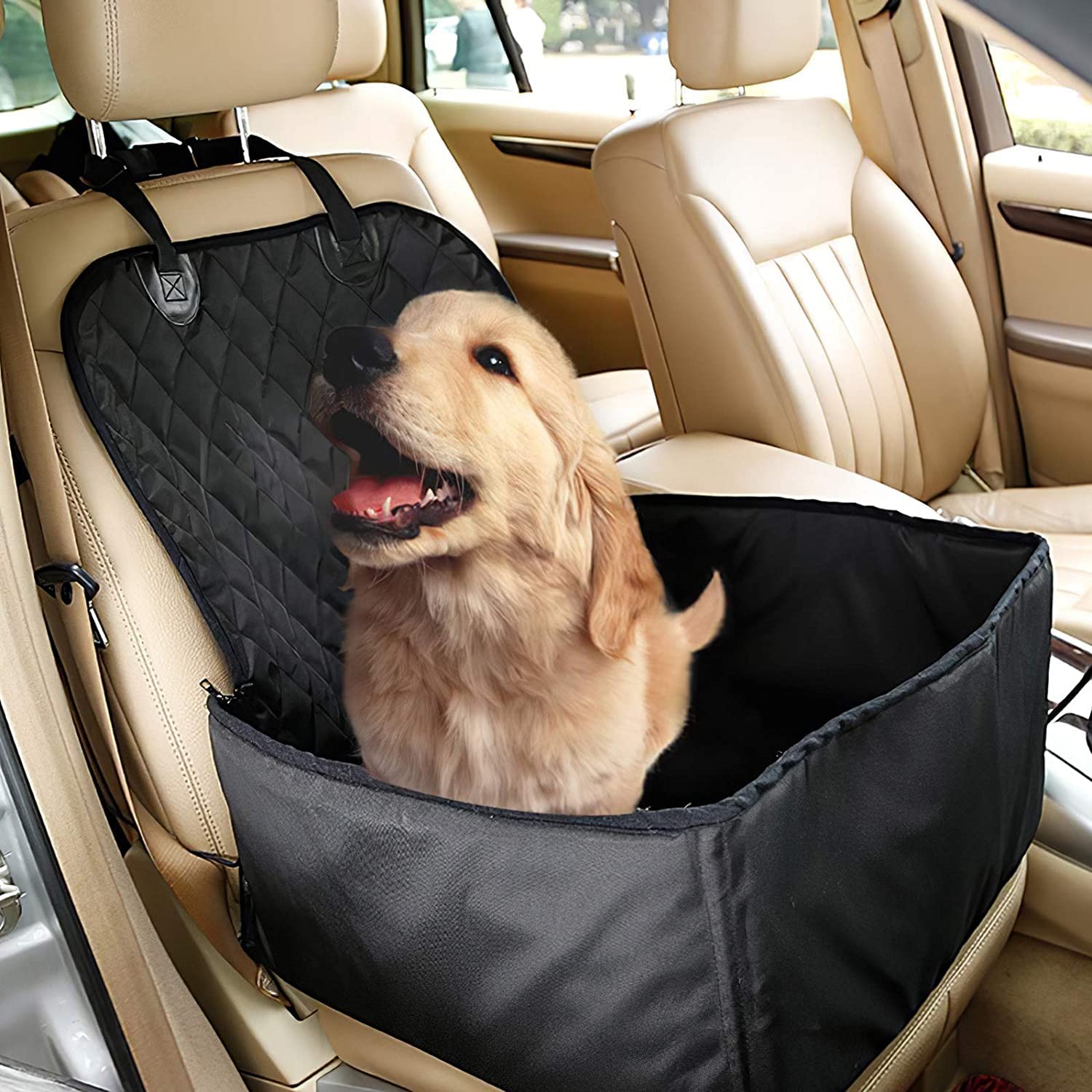 Waterproof 900D Nylon Pet Seat Cover for Dogs - Non-Slip Hammock Style Car Seat Protector with Storage Box | Perfect for Road Trips, Vet Visits & Daily Commutes