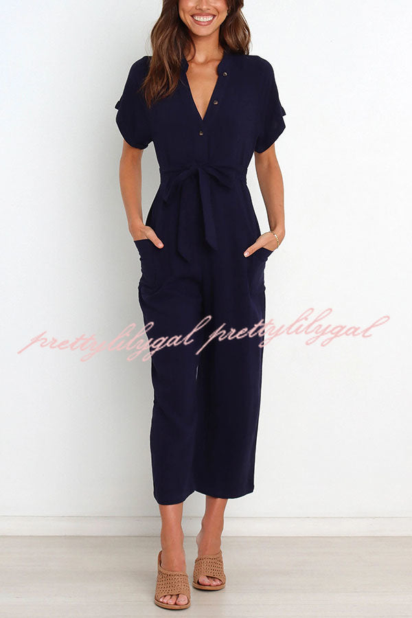 Stylish Women's Pocketed Button-Up Straight Leg Jumpsuit | Casual & Office Wear | Perfect for Work, Travel & Everyday Outfits