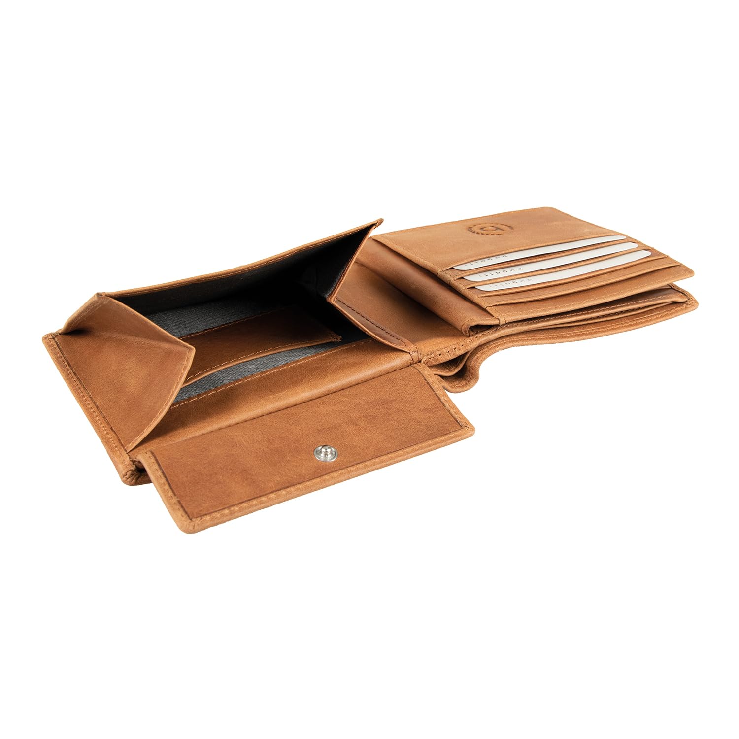 Bugatti Men's Leather Coin Purse Wallet - Slim Cognac Brown RFID Blocking Card Holder for Cash & Credit Cards | Perfect for Travel, Business & Everyday Use