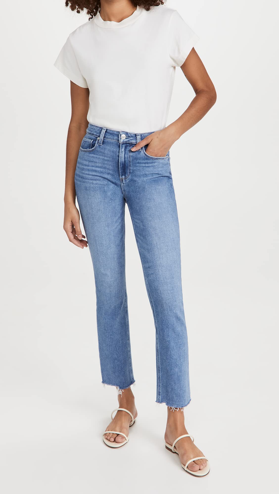 PAIGE Women's Cindy High Rise Skinny Jeans with Raw Hem - Stretch Denim for Casual Wear & Everyday Outfits