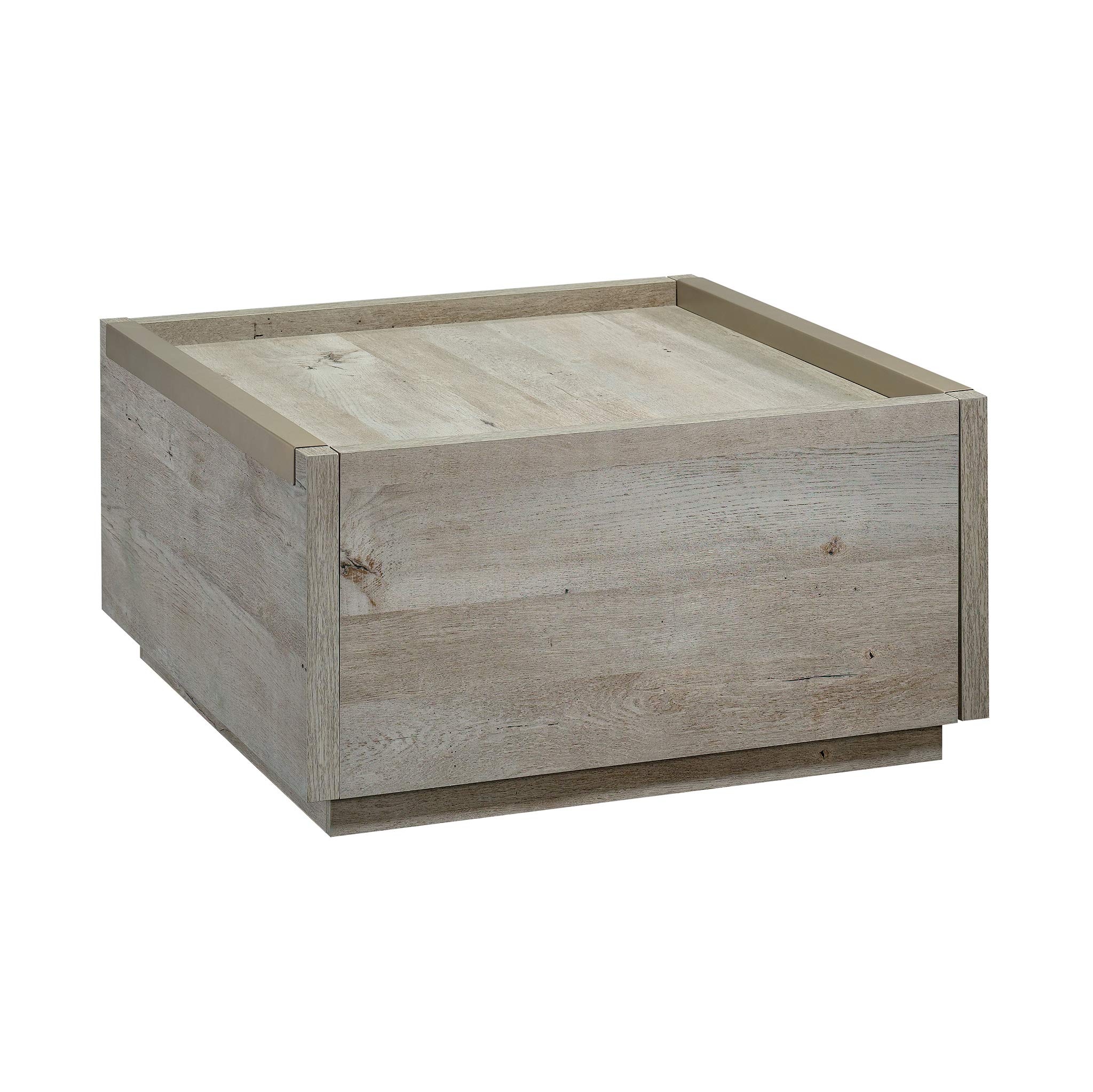 Modern Farmhouse Coffee Table - Sauder Manhattan Gate, Mystic Oak, 2 Drawers for Living Room