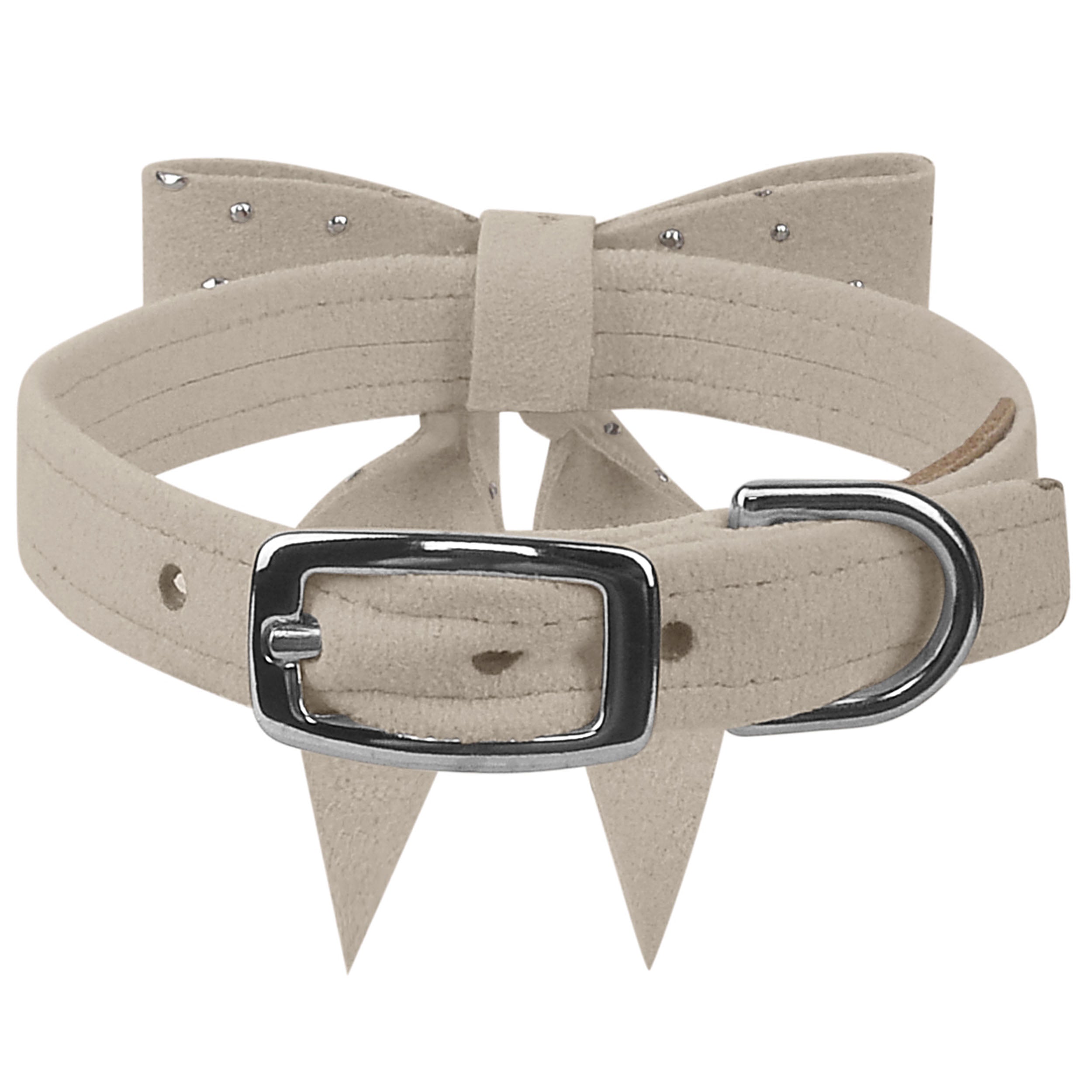 Elegant Silver Stardust Tail Bow Dog Collar - Adjustable Pet Necklace for Small & Medium Dogs - Perfect for Parties, Weddings & Photo Shoots