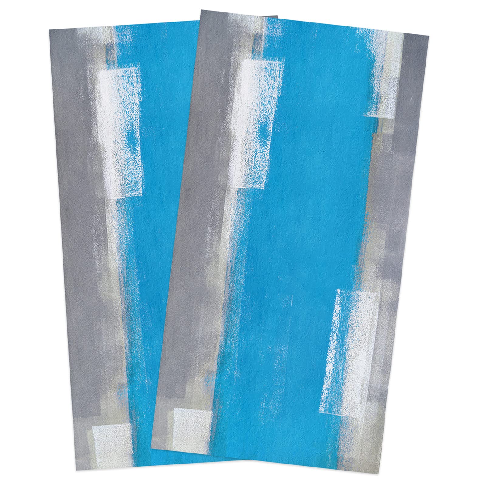 Premium Absorbent Kitchen Towels Set of 2 - Soft Quick-Drying Dish Cloths with Modern Abstract Oil Painting Design in Blue & Grey, Durable for Daily Dishwashing, Counter Cleaning & Hand Drying - Perfect for Kitchen, Dining & Household Use