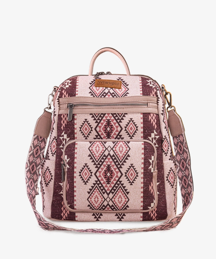 Wrangler Aztec Print Canvas Backpack for School, Travel & Outdoor Adventures - Durable & Stylish Daypack for Men & Women