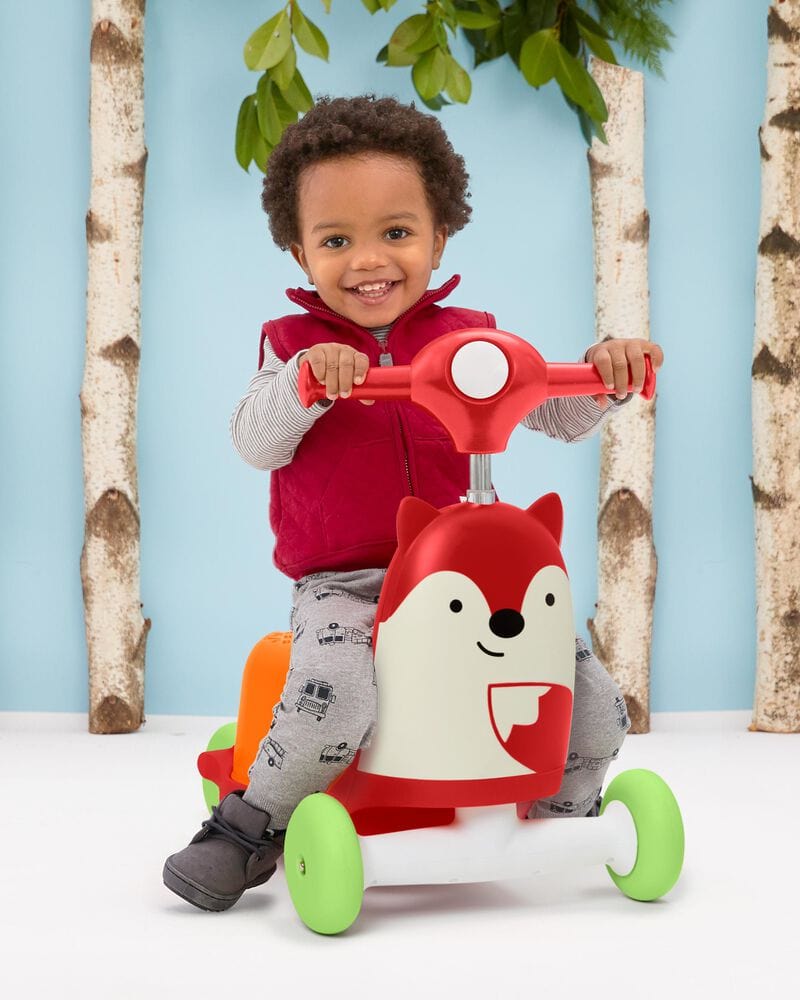 Skip Hop Zoo 3-in-1 Ride-On Baby Walker, Toddler Scooter & Push Toy - Fun Learning Activity for Indoor & Outdoor Play