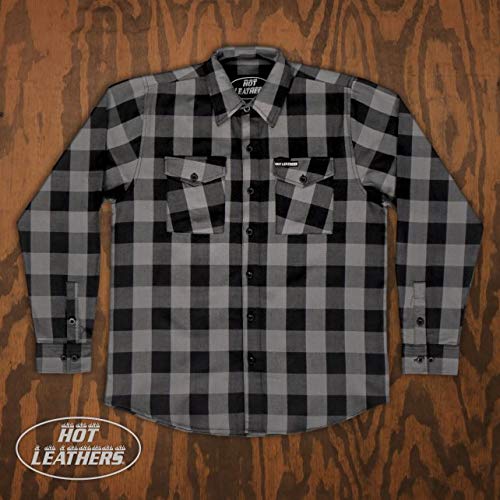 FLM2001 Men's Black & Gray Flannel Shirt - Soft Long Sleeve Plaid Button Down for Casual Wear, Outdoor Activities & Fall Fashion
