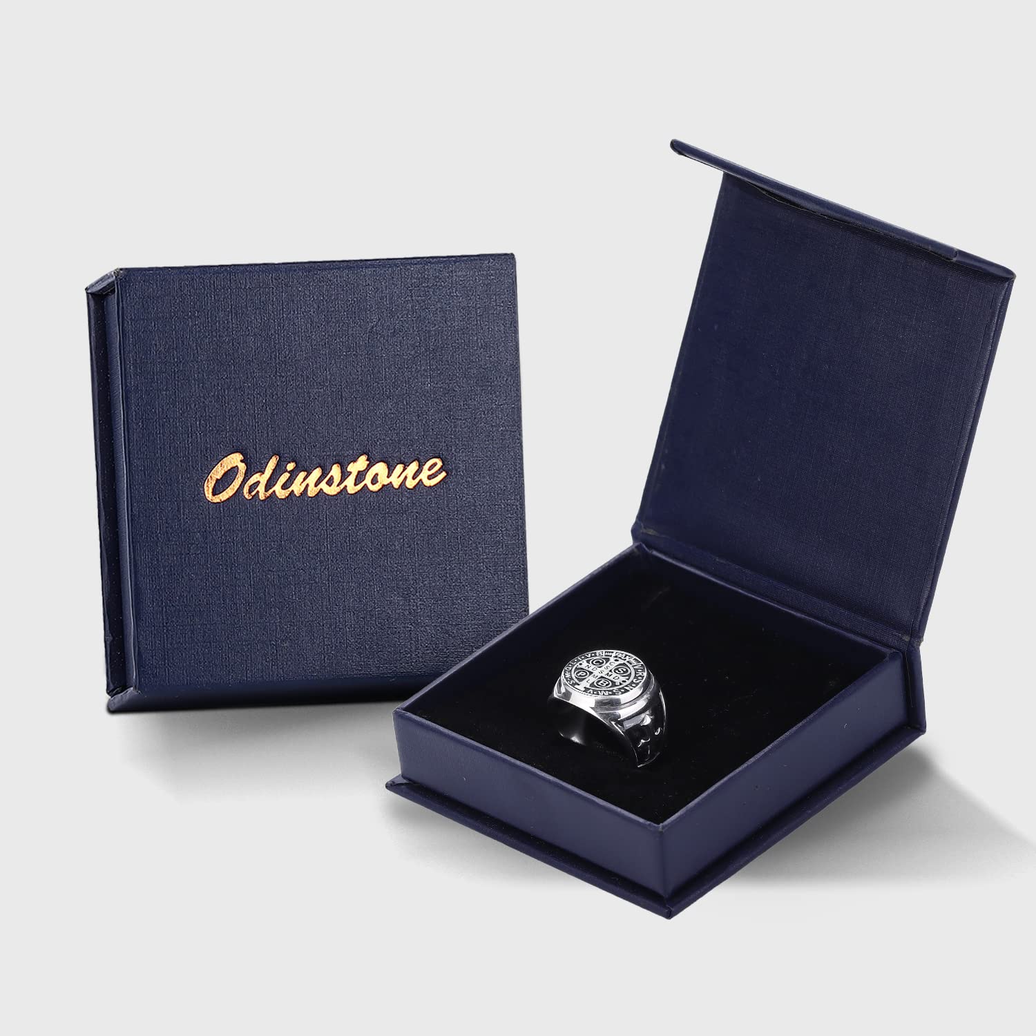 Sterling Silver St. Benedict Ring for Men - Catholic Exorcism Protection Amulet with Roman Cross - Sizes 7-13 - Perfect for Religious Gifts, Spiritual Defense & Daily Wear