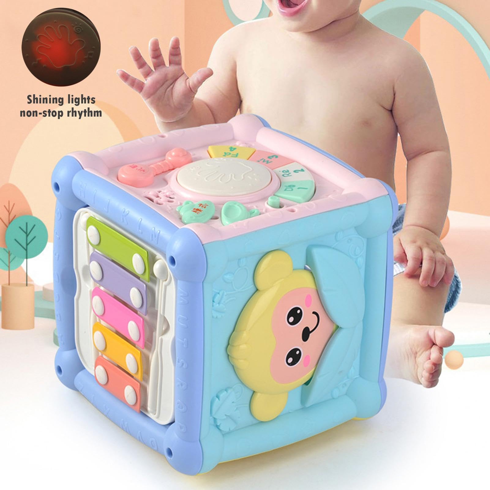 Piano Drum Toddler Toy with Bead Maze & Building Blocks - Cartoon Musical Instrument for 0-1 Year Olds - Perfect for Early Learning & Playtime at Home or Daycare