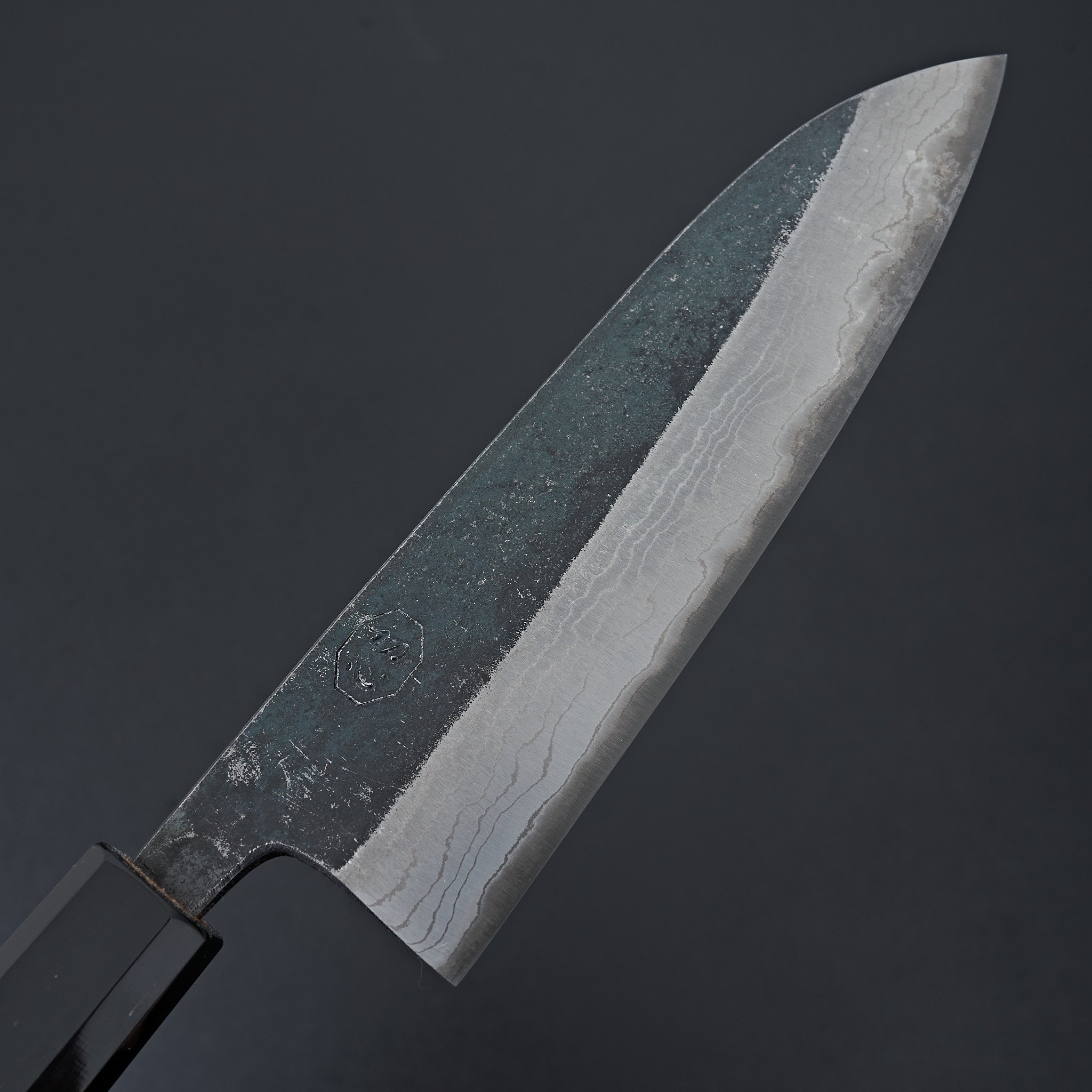 Premium Kumokage Blue #2 Kurouchi Damascus Santoku Knife 180mm - Japanese Chef Knife for Slicing, Dicing & Chopping - Perfect for Home Cooks & Professional Kitchens