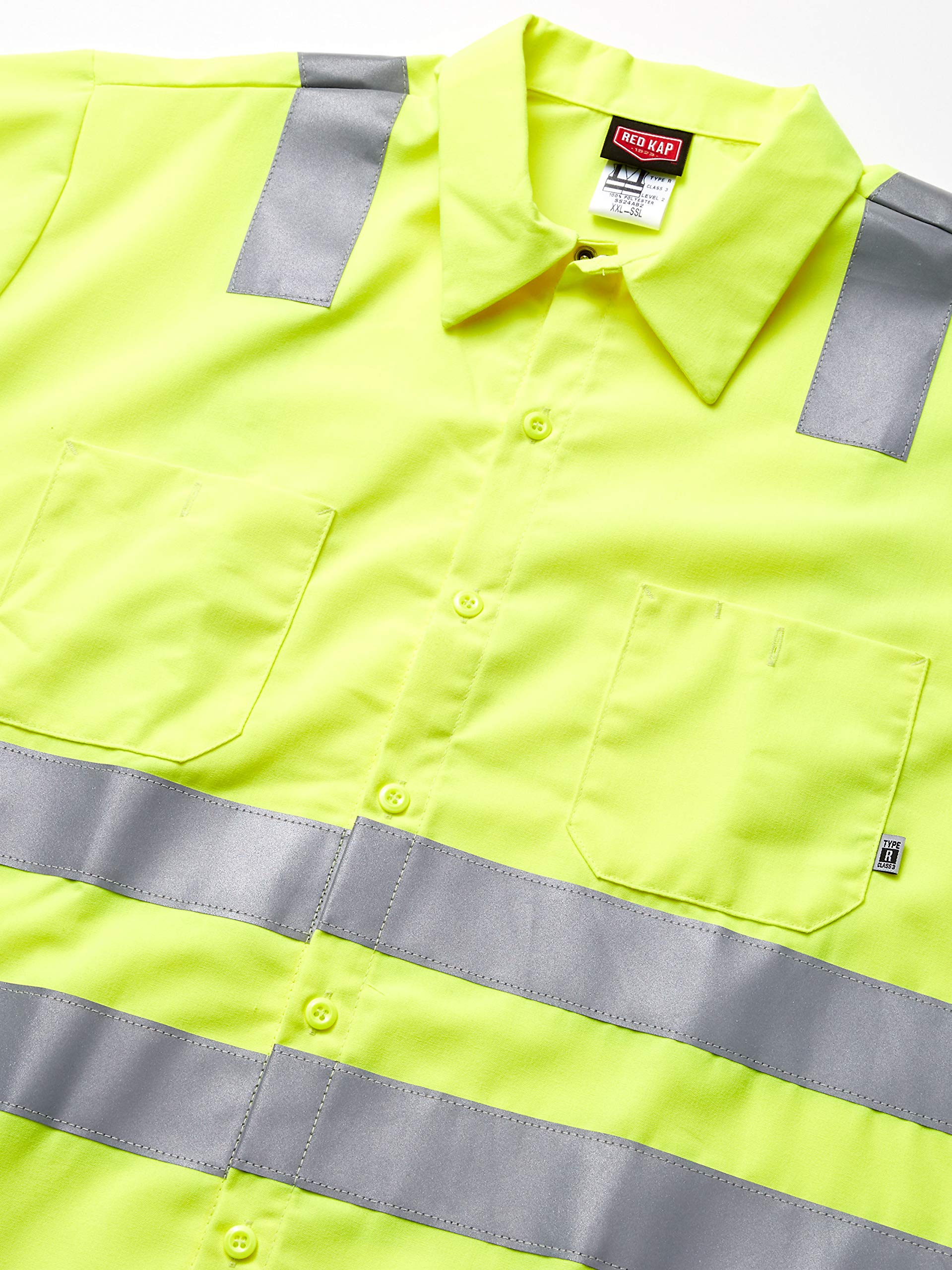 Red Kap Men's Hi-Visibility Short Sleeve Work Shirt - Class 3 Safety Shirt, Fluorescent Yellow, 2XL Tall | OSHA Compliant for Construction, Road Work & Emergency Response