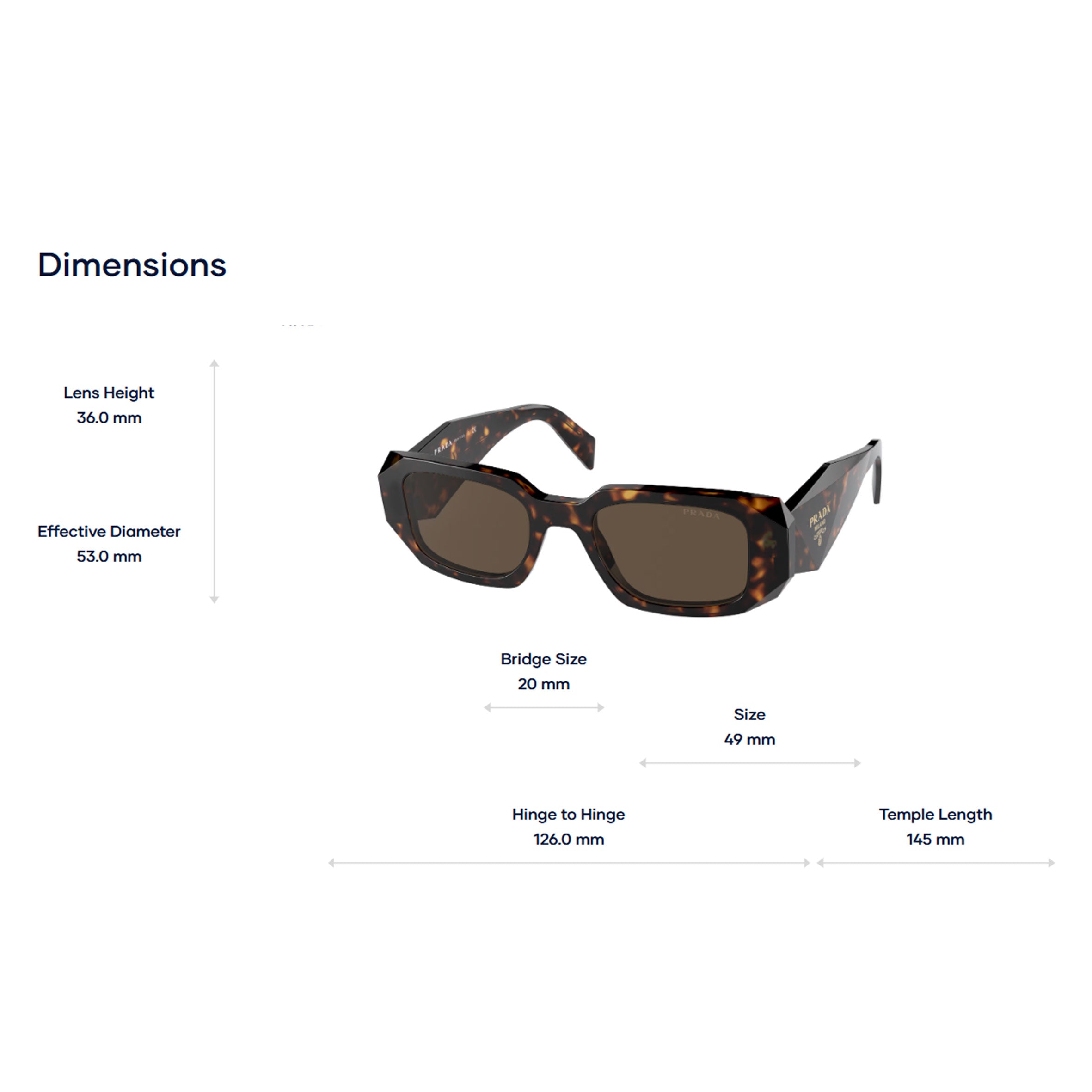 PRADA PR017WS Symbole Rectangular Sunglasses - Tortoise Frame UV Protection Sunglasses for Women | Fashion Luxury Sunglasses for Outdoor, Beach & Driving