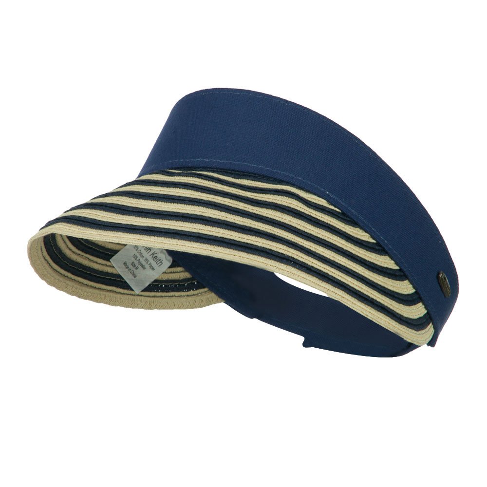 UPF 50+ Toyo Paper Braid Sun Visor Hat - Navy Blue for Women & Men - Outdoor Beach, Golf, Fishing & Summer Sun Protection