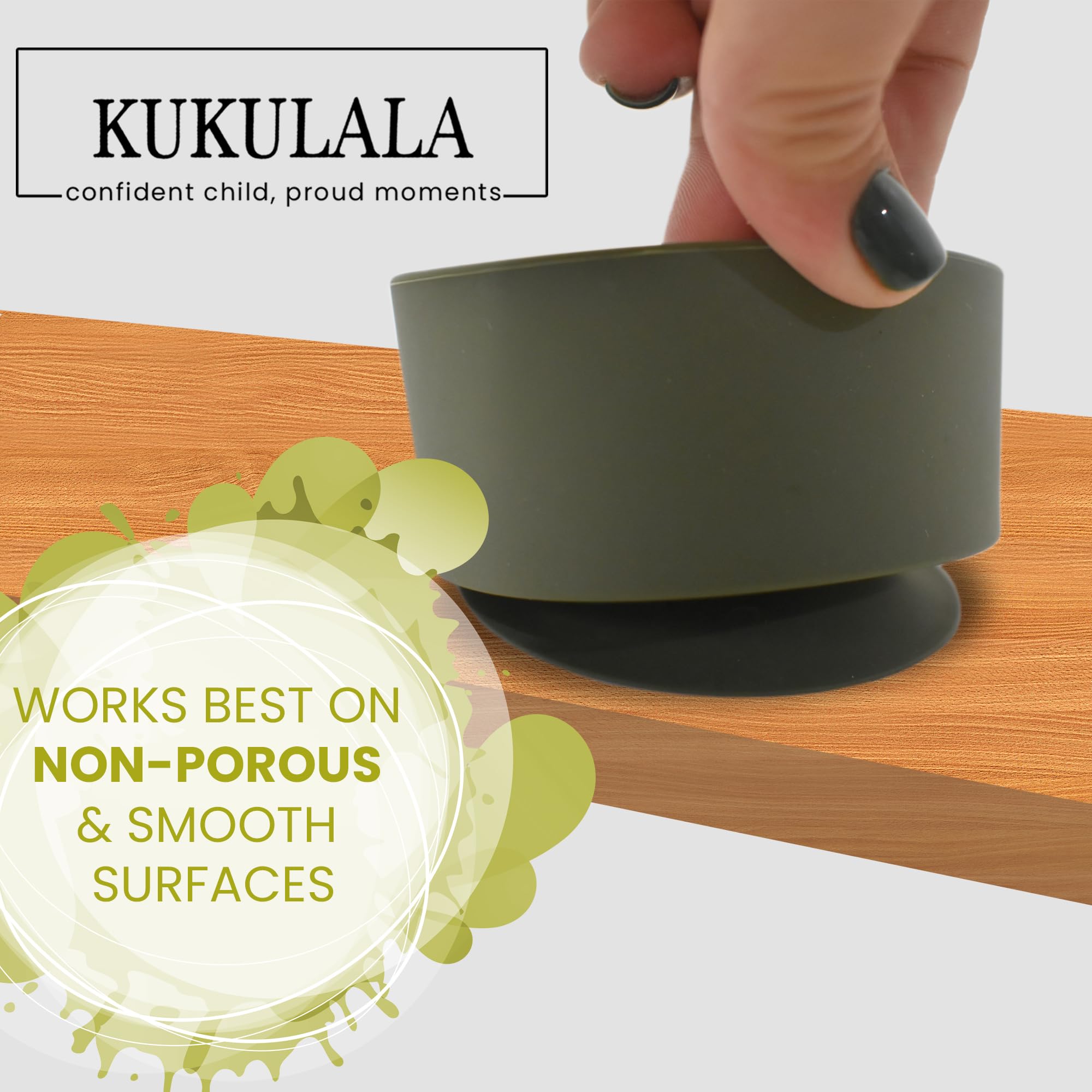 Stay Put Suction Cups - Silicone Small Bowls for Baby, Toddler, Snacks & Small Item Storage (Olive Green) | Microwave & Dishwasher Safe | Perfect for Highchair Trays, Travel & Kitchen Organization