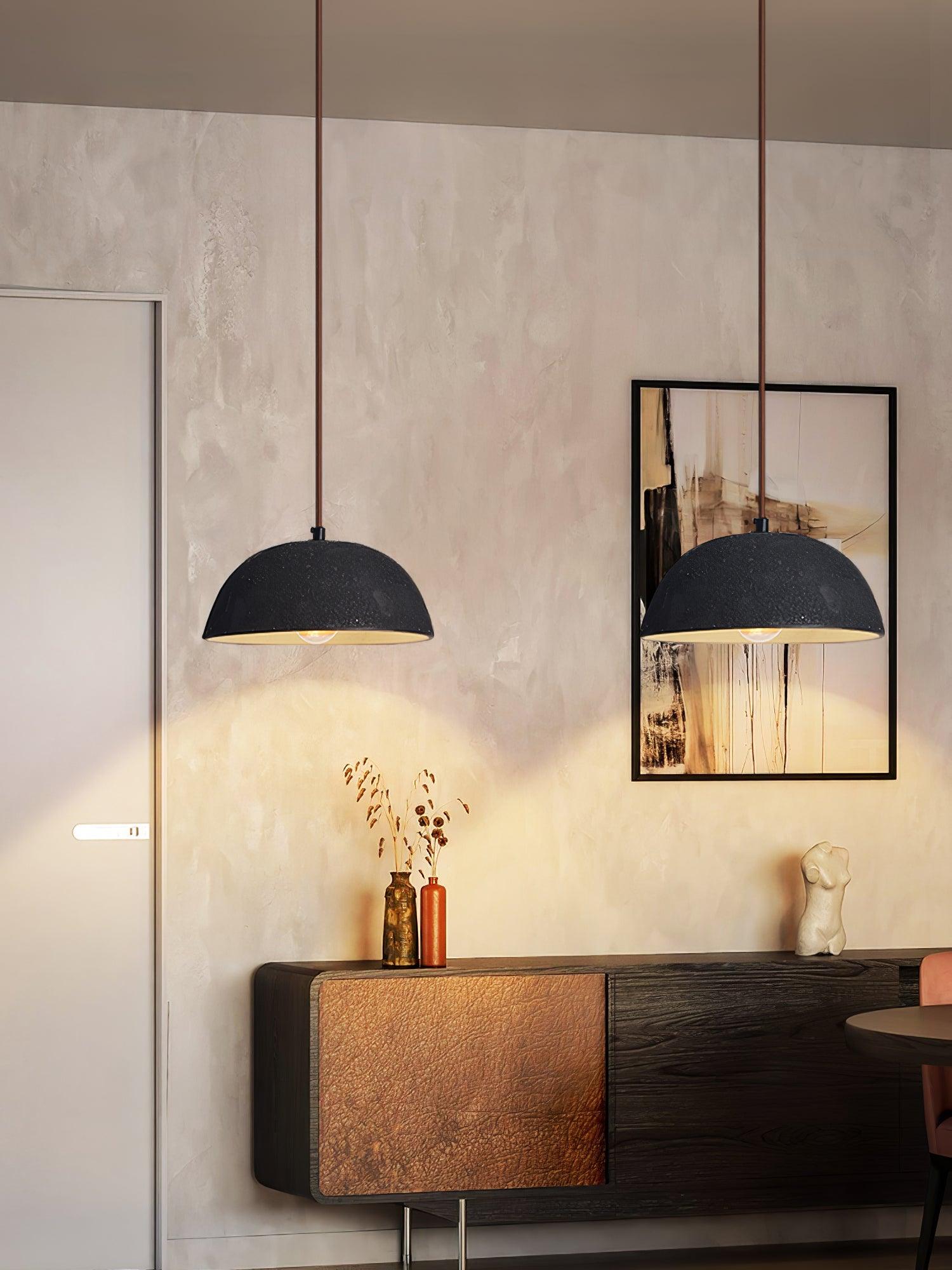 Black Arch Ceramic Pendant Lamp - Modern Handmade Hanging Light Fixture for Living Room, Bedroom, or Dining Area Decoration