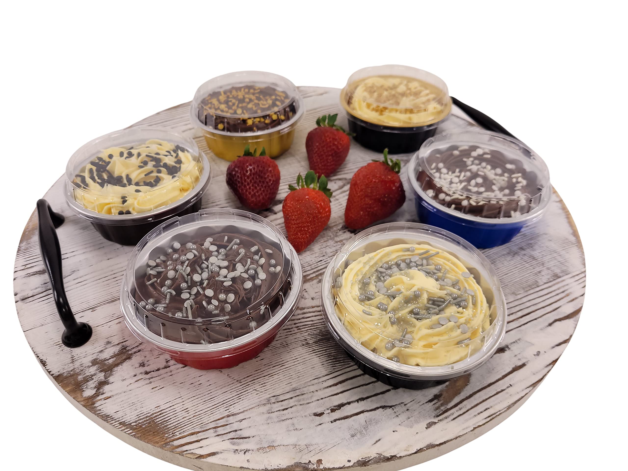KitchenDance 8oz Disposable Colored Aluminum Foil Dessert Cups with Lids - Round Baking Tart Pans for Cakes, Pies & Pastries - Perfect for Home Baking, Party Serving & Food Storage (1000-Pack, Red)