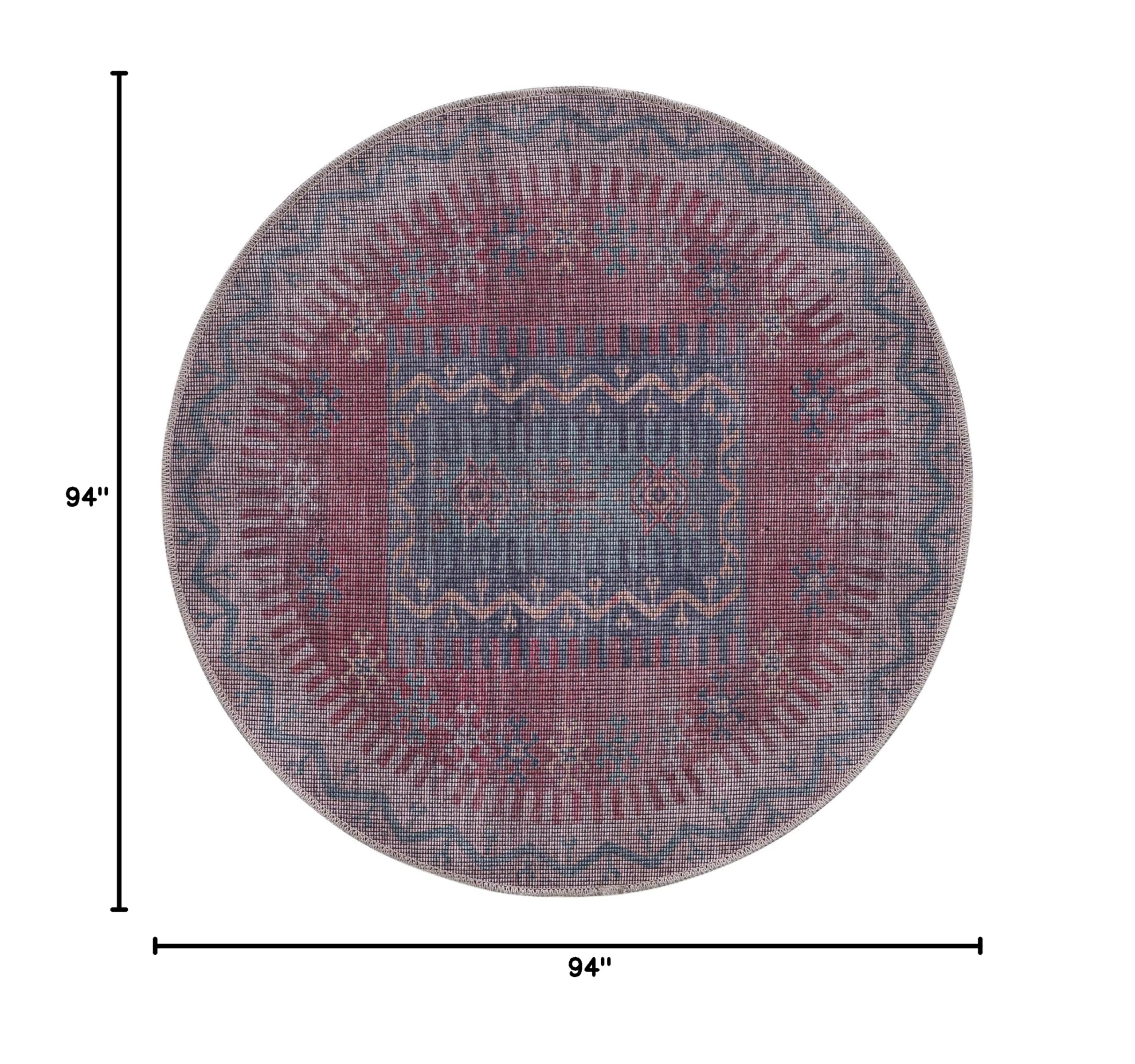 Washable 8 Ft Round Multi Flatweave Rug - Sisu Collection by Rugs.com | Non-Slip Kitchen & Dining Room Rug | Perfect for High-Traffic Areas & Pet-Friendly Homes