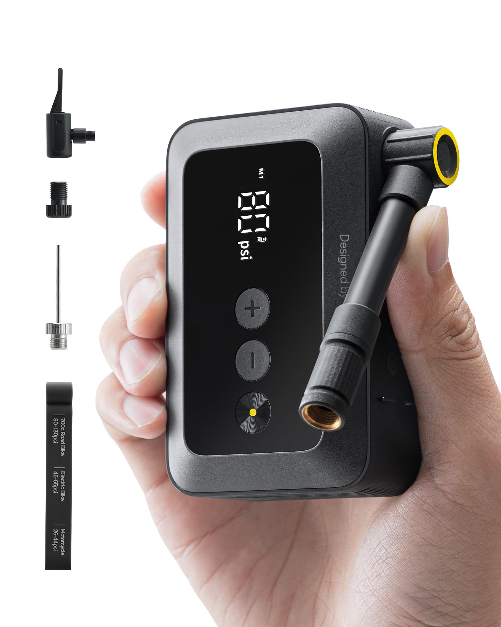 HOTO Mini Bike Tire Pump - 25s Fast Inflating Electric Bicycle Pump with Pressure Gauge, 150PSI Portable Air Pump for Road Bikes, Motorcycles & Mountain Bikes - Perfect for Commuting, Off-Road Adventures and Emergency Tire Inflation