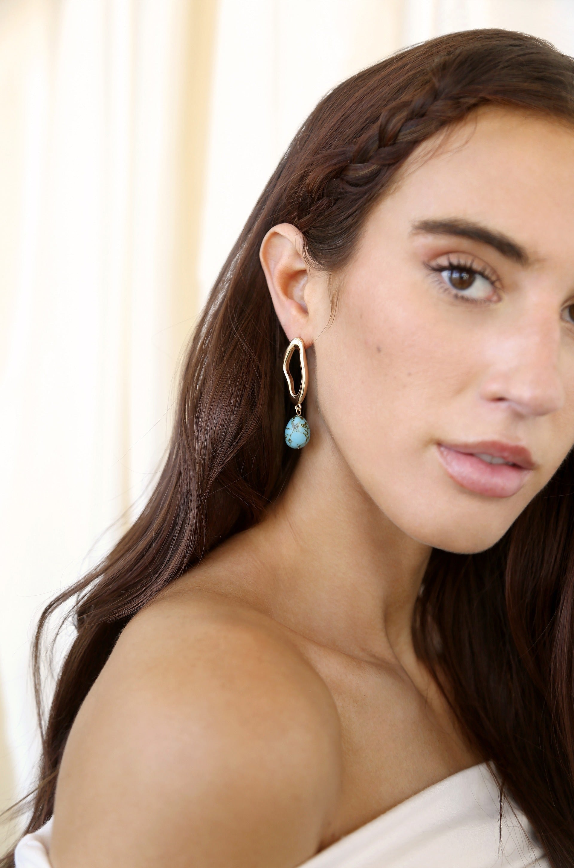 Open Circle Turquoise Dangle Earrings for Women - Boho Chic Handmade Jewelry - Perfect for Parties, Weddings & Everyday Wear