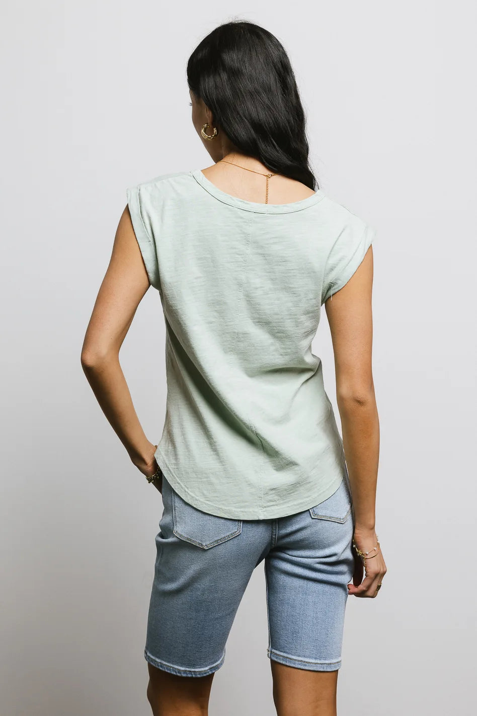 Jaylene Women's Muscle Tee in Sage Green - Soft Stretch Workout Tank Top for Yoga, Gym & Casual Wear - FINAL SALE