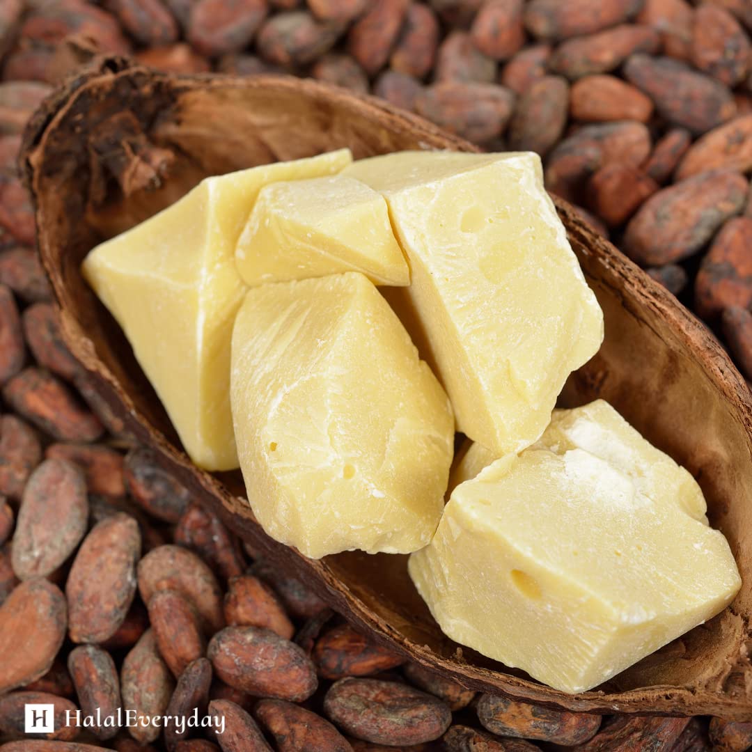 Premium 5 Lb Raw Unprocessed Cocoa Butter - Food Grade & Cosmetic Grade, Non-GMO - Perfect for DIY Lotion, Lip Balm, Body Butter, Soap Making & Skincare Products (Halal Certified) - Ideal for Home Beauty Recipes & Natural Cosmetics
