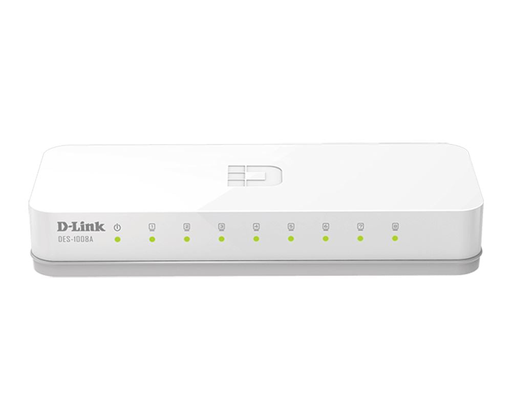 D-Link DES-1008A 8-Port 10/100 Mbps Fast Ethernet Network Switch | High-Speed Internet Sharing for Home & Office Networking | Ideal for Gaming, Streaming & Small Business Use