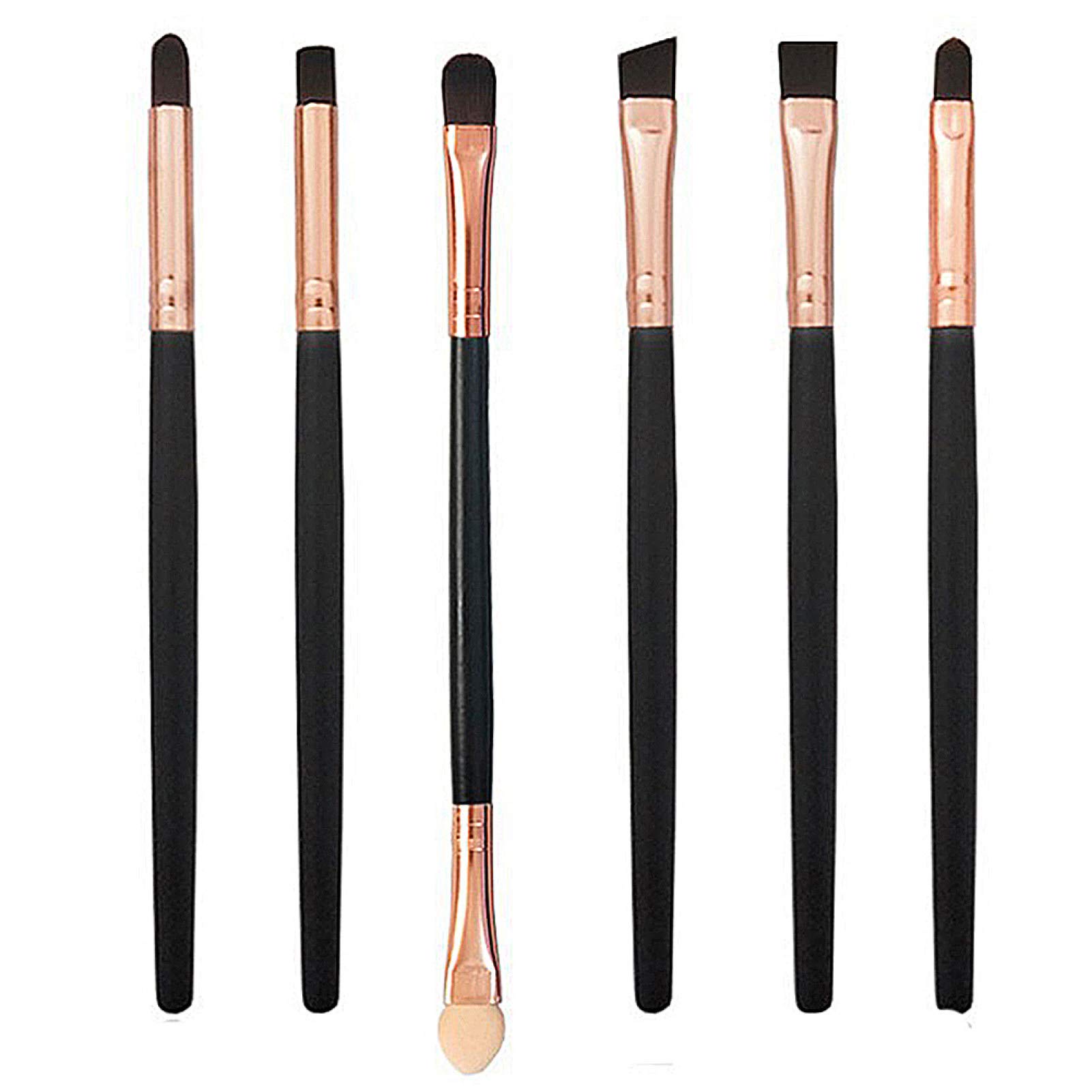 Professional 6-Piece Makeup Brush Set - Rose Gold Cosmetic Brushes for Eyeshadow, Eyeliner & Eyebrow | Perfect for Travel & Everyday Makeup Application