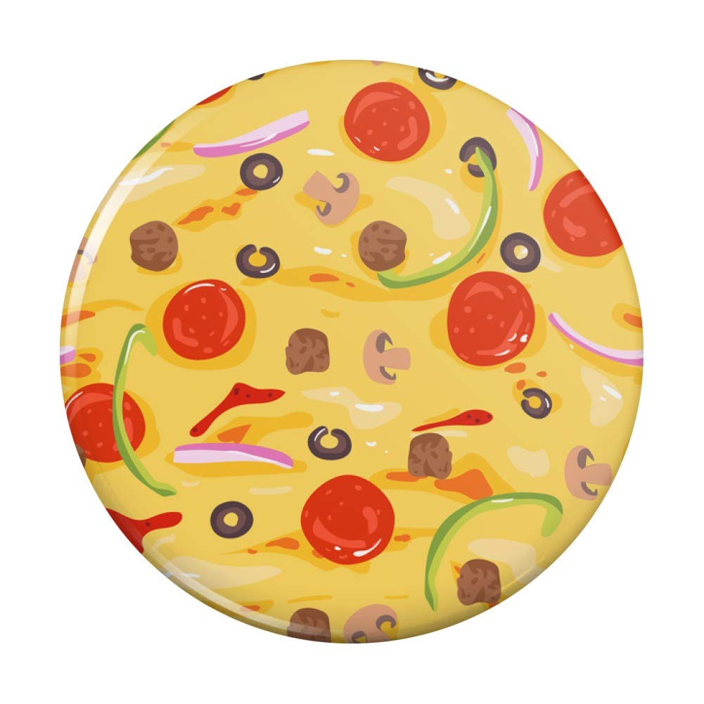 Vintage Pizza Pattern Pinback Button - Pepperoni, Olives & Onions Design - Collectible Enamel Pin Badge for Pizza Lovers, Foodies & Collections | Perfect for Jackets, Backpacks, Hats & Gifts