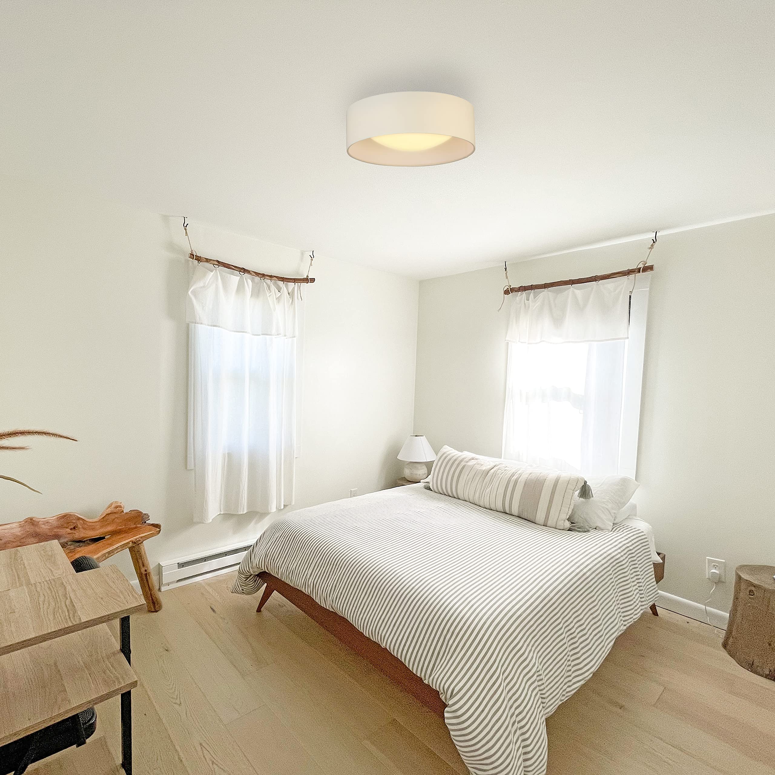 EGLO Orme 12 Inch Flush Mount LED Ceiling Light Fixture - Dimmable, White - Perfect for Living Room, Bedroom, Hallway & Kitchen Lighting