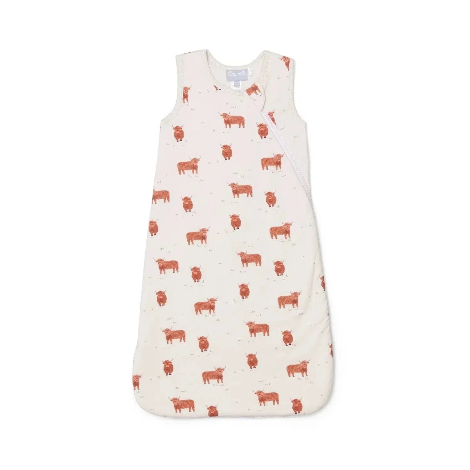 Coccoli Modal Sleep Sack 1.5 TOG - Soft Baby Sleeping Bag with Highland Cows Design - Perfect for Nursery, Daycare & Travel